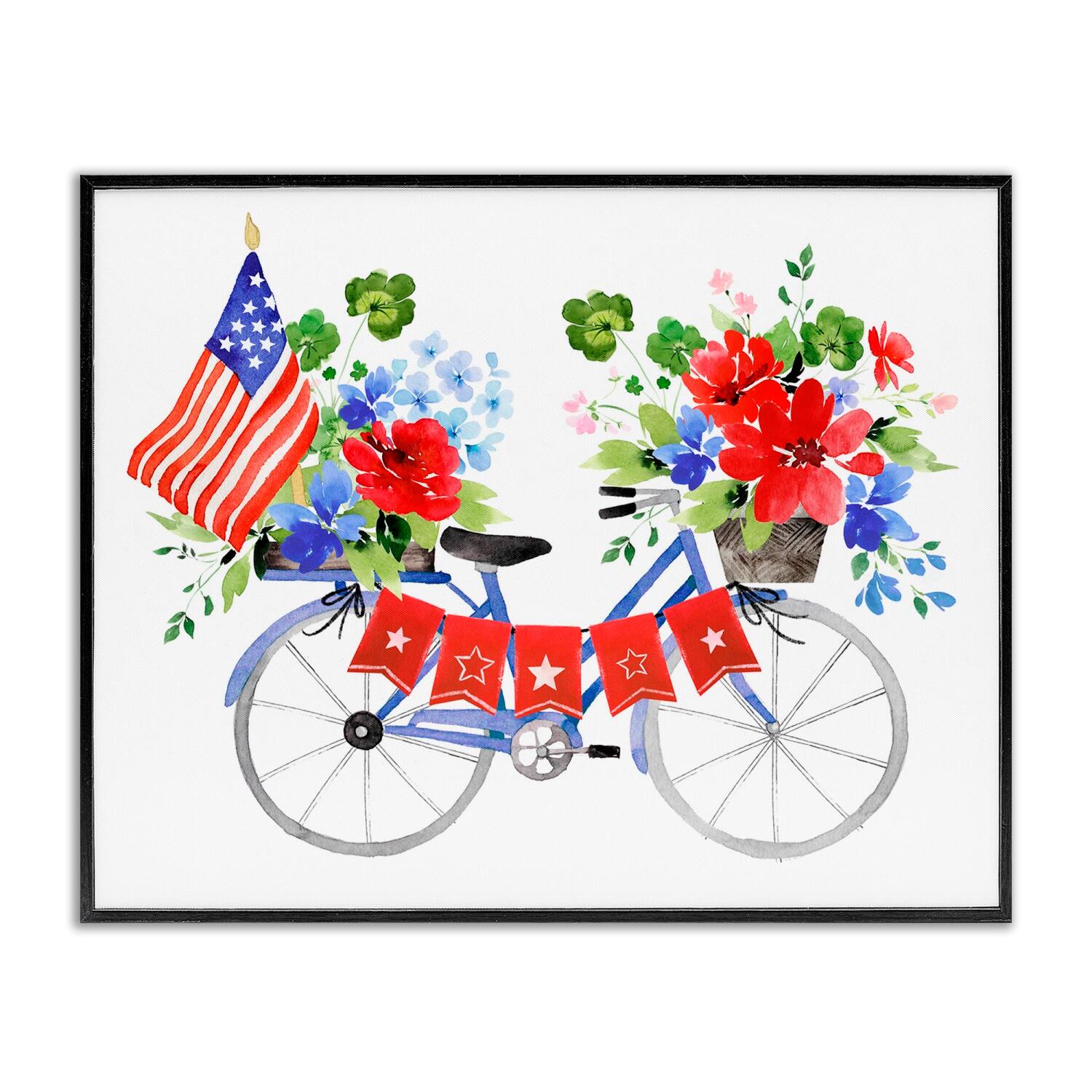 Stupell Industries Floral Americana Bicycle Framed Giclee Art