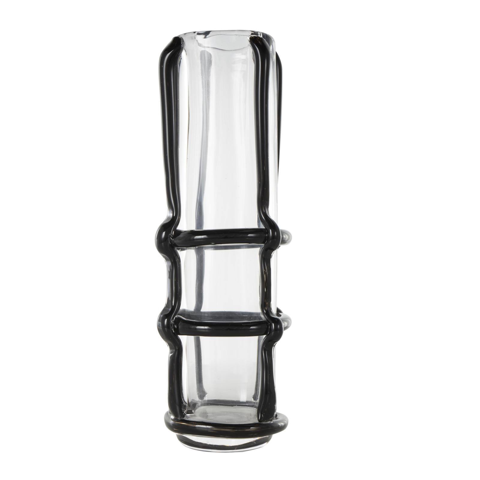 Black Recycled Glass Vase with Glass Framing