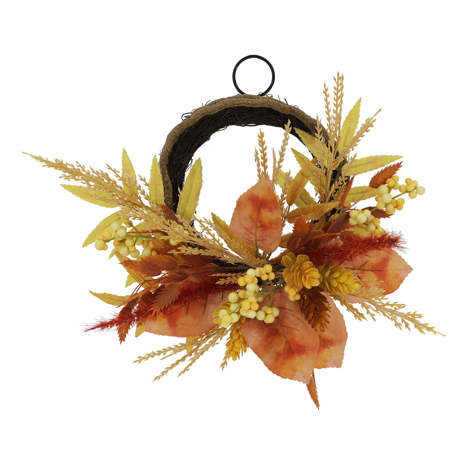 12" Mini Orange & Yellow Heather with Berries Wreath by Ashland®