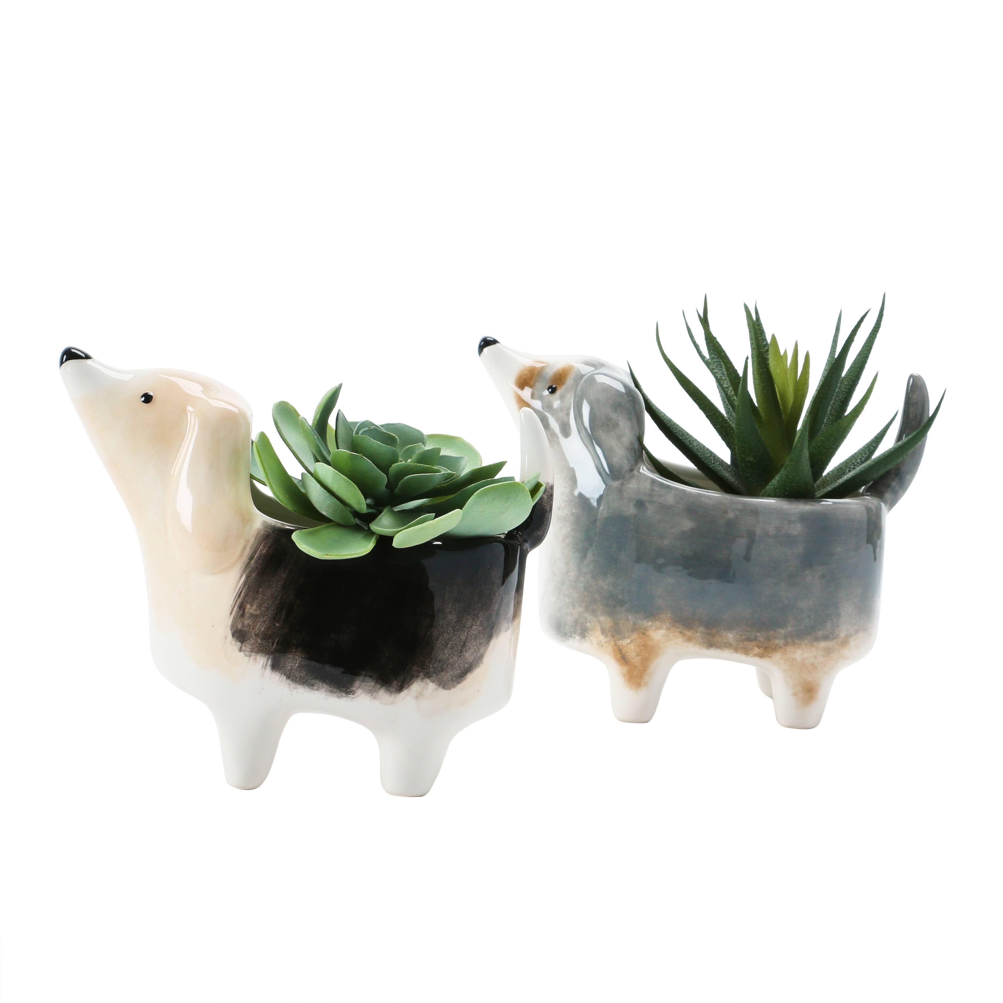 Hello Honey&#xAE; Dolomite Dog Planter Set