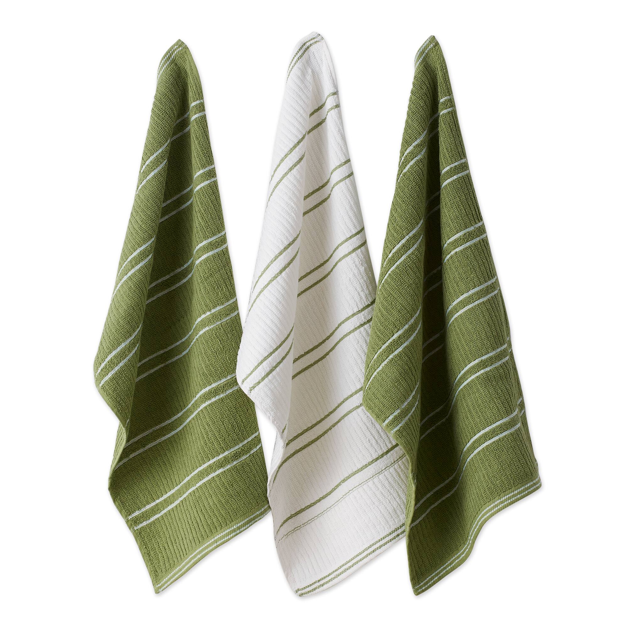 DII® Green Ribbed Terry Dishtowel & Dishcloth Set