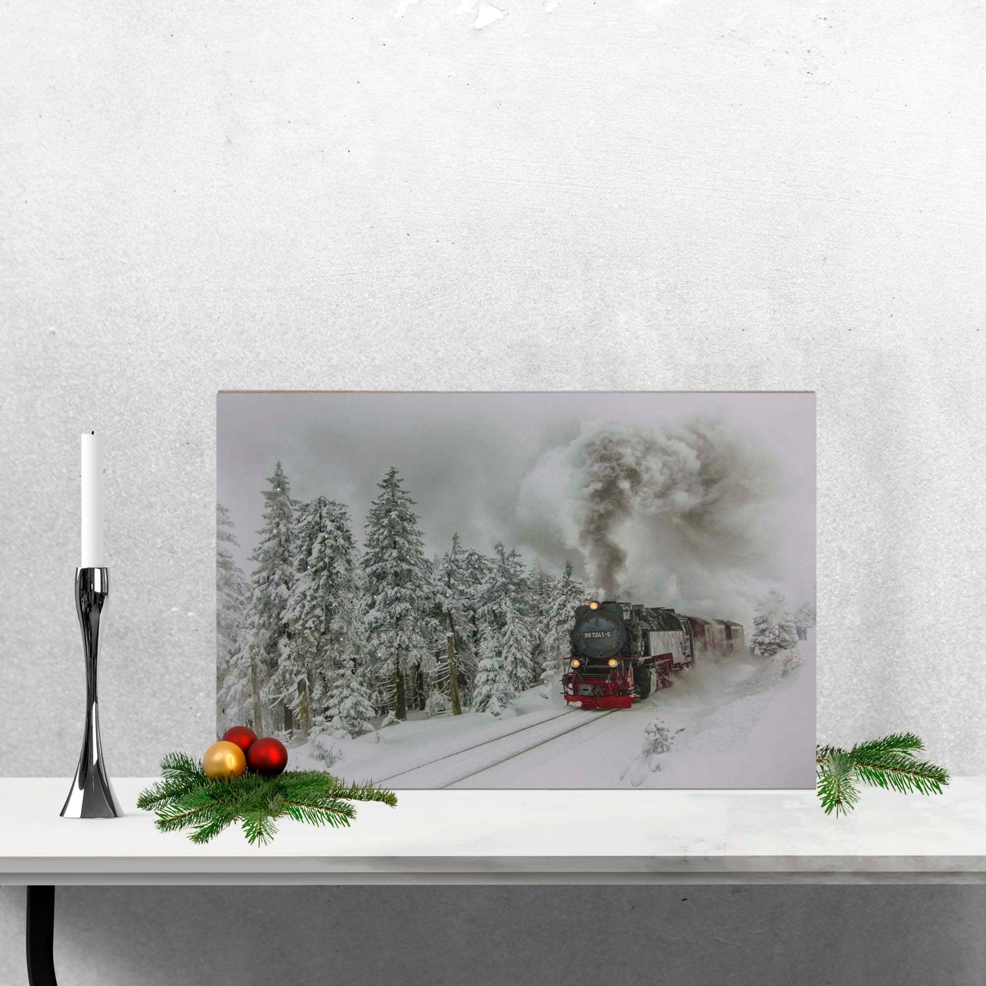 Winter Woods Train Fiber Optic & LED Lighted Canvas Wall Art