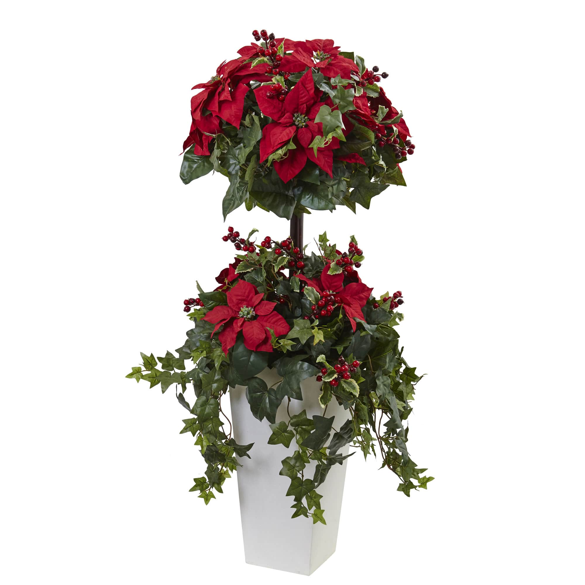 4ft. Poinsettia Berry Topiary with Decorative Planter