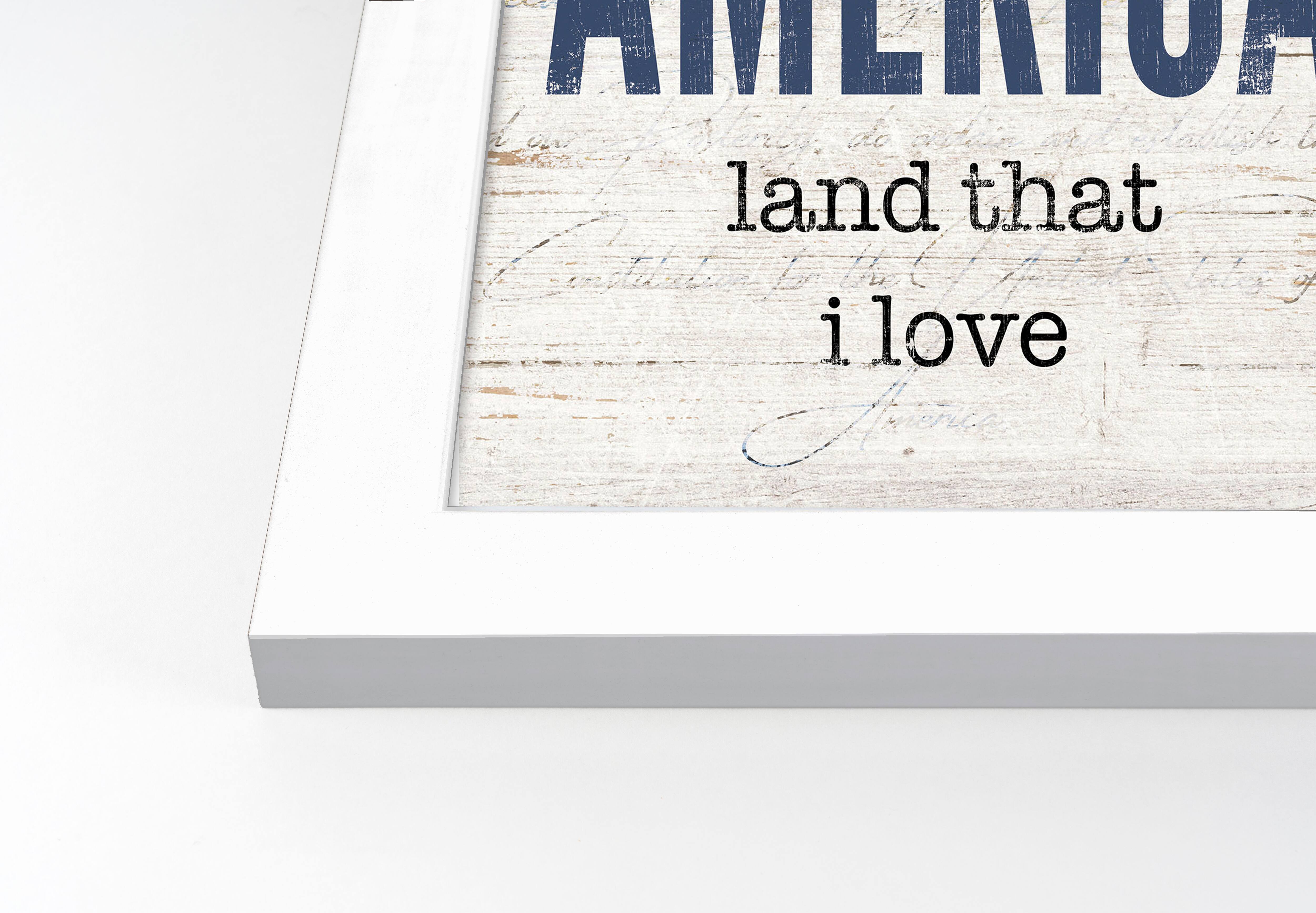 God Bless America White Framed Print Under Plexiglass