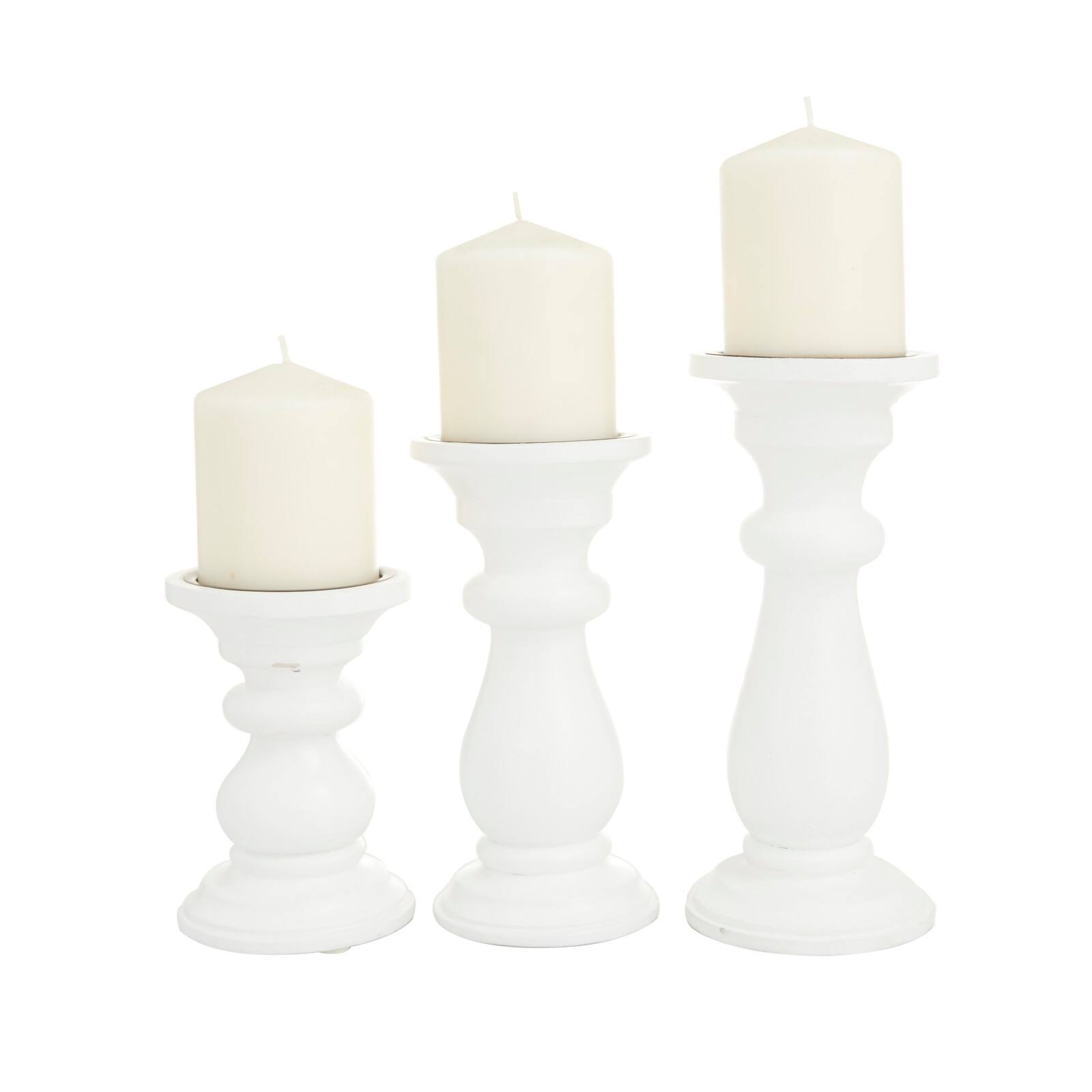 White Wood French Country Candle holder 10",8",6"