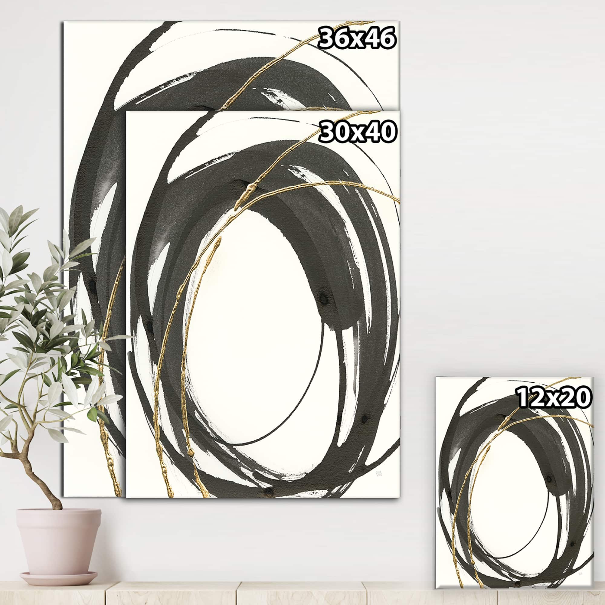 Designart - Gold Glamour Circle I - Posh &#x26; Luxe Canvas Art