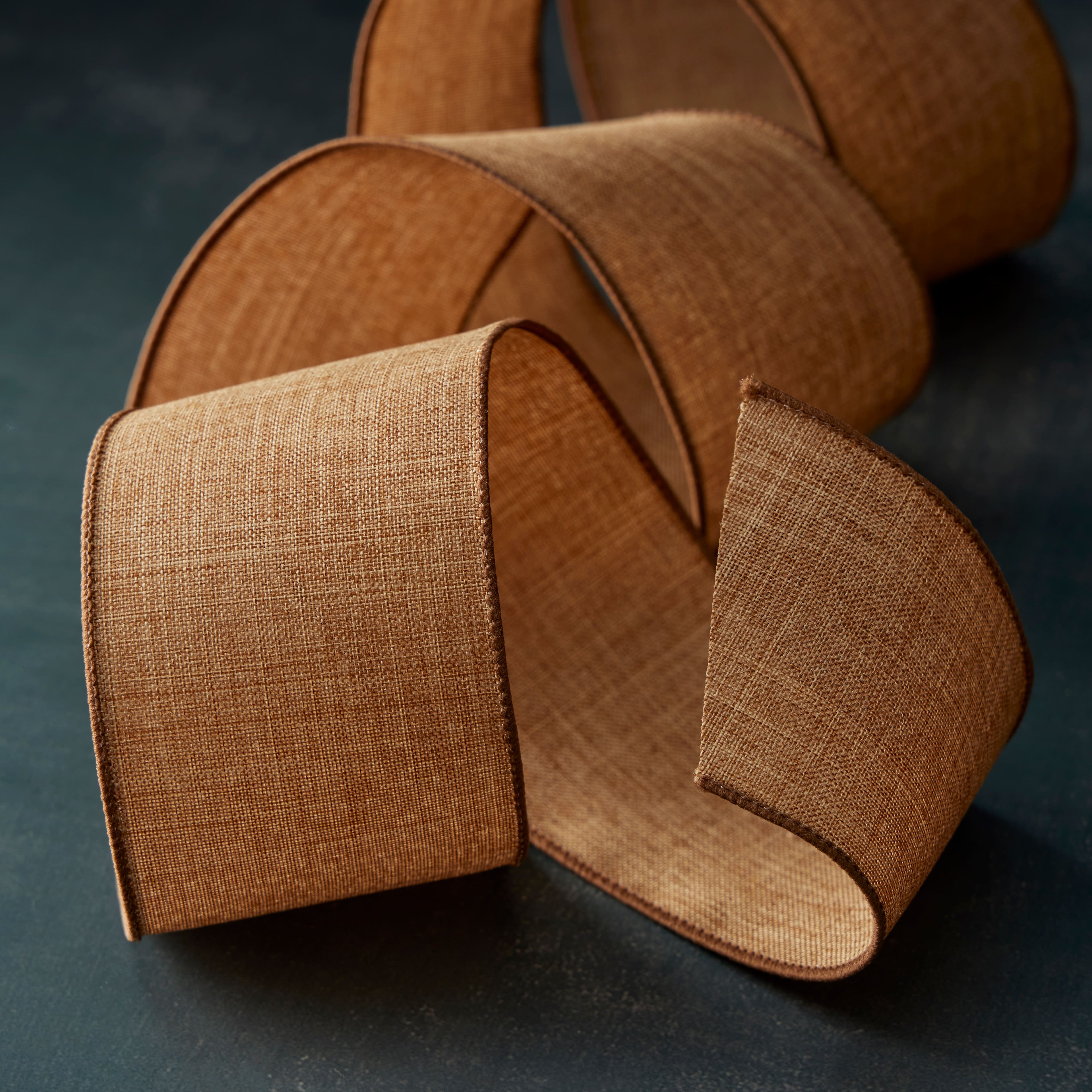 2.5&#x22; x 25ft. Faux Linen Wired Ribbon by Celebrate It&#x2122; D&#xE9;cor