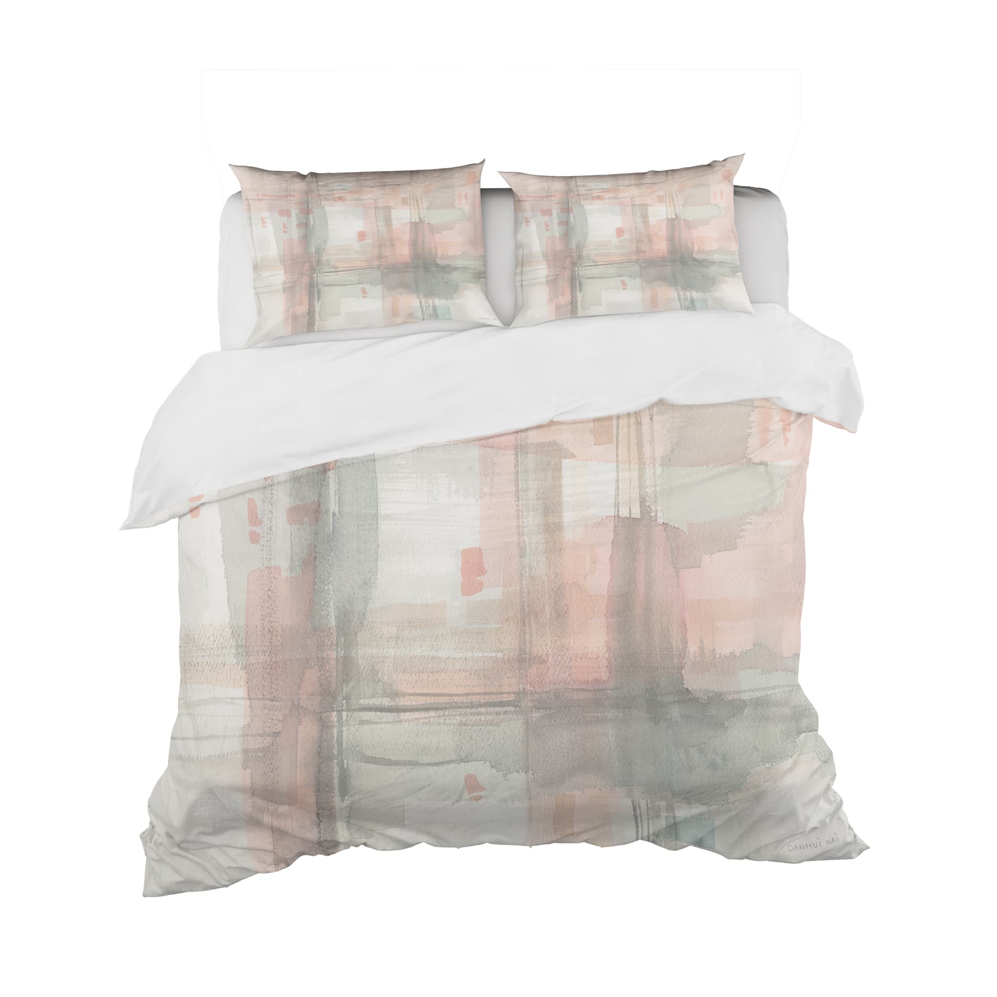Designart &#x27;Intersect II Grey&#x27; Shabby Bedding Set - Duvet Cover &#x26; Shams