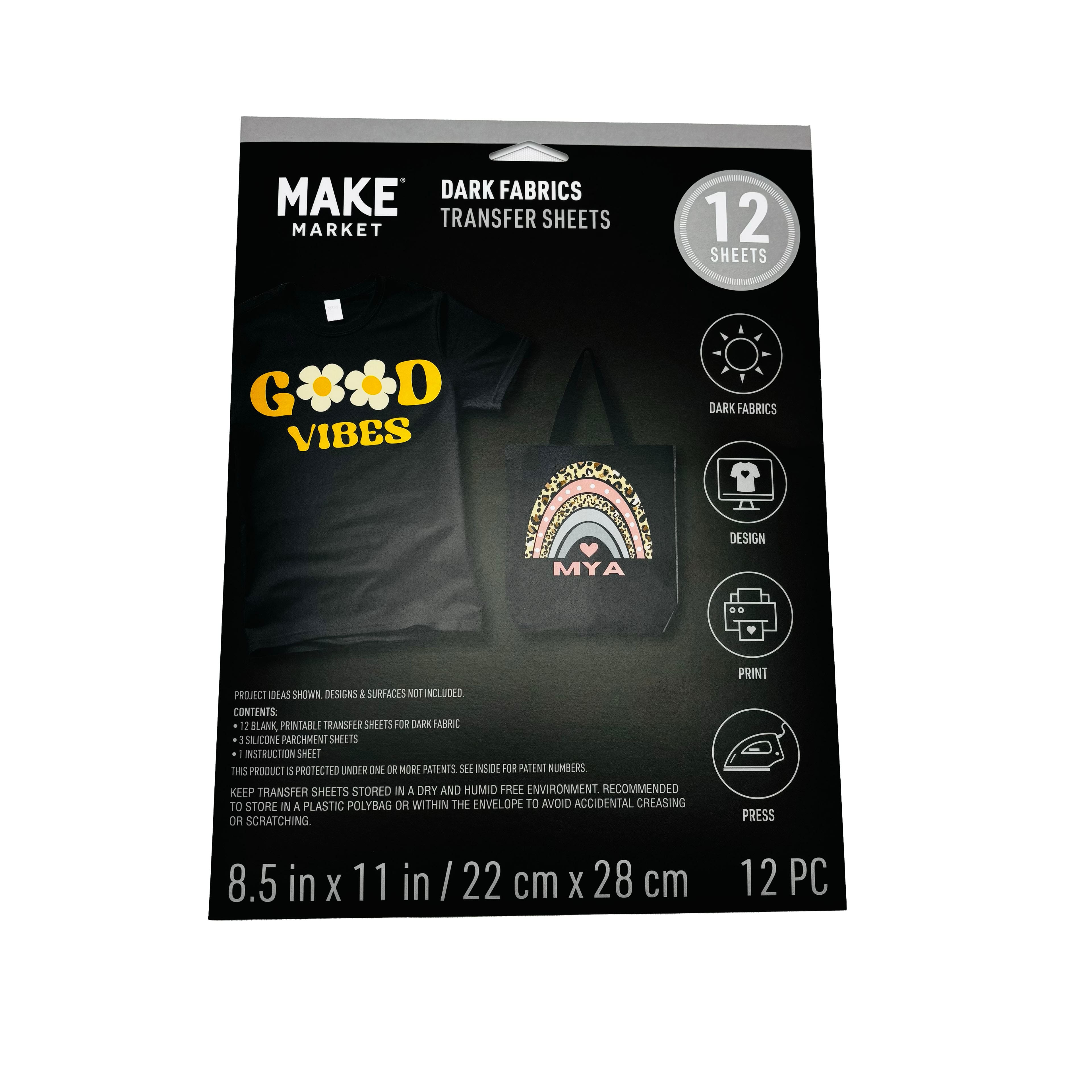 8.5" x 11" Dark Fabric Transfer Sheets, 12ct. by Make Market®
