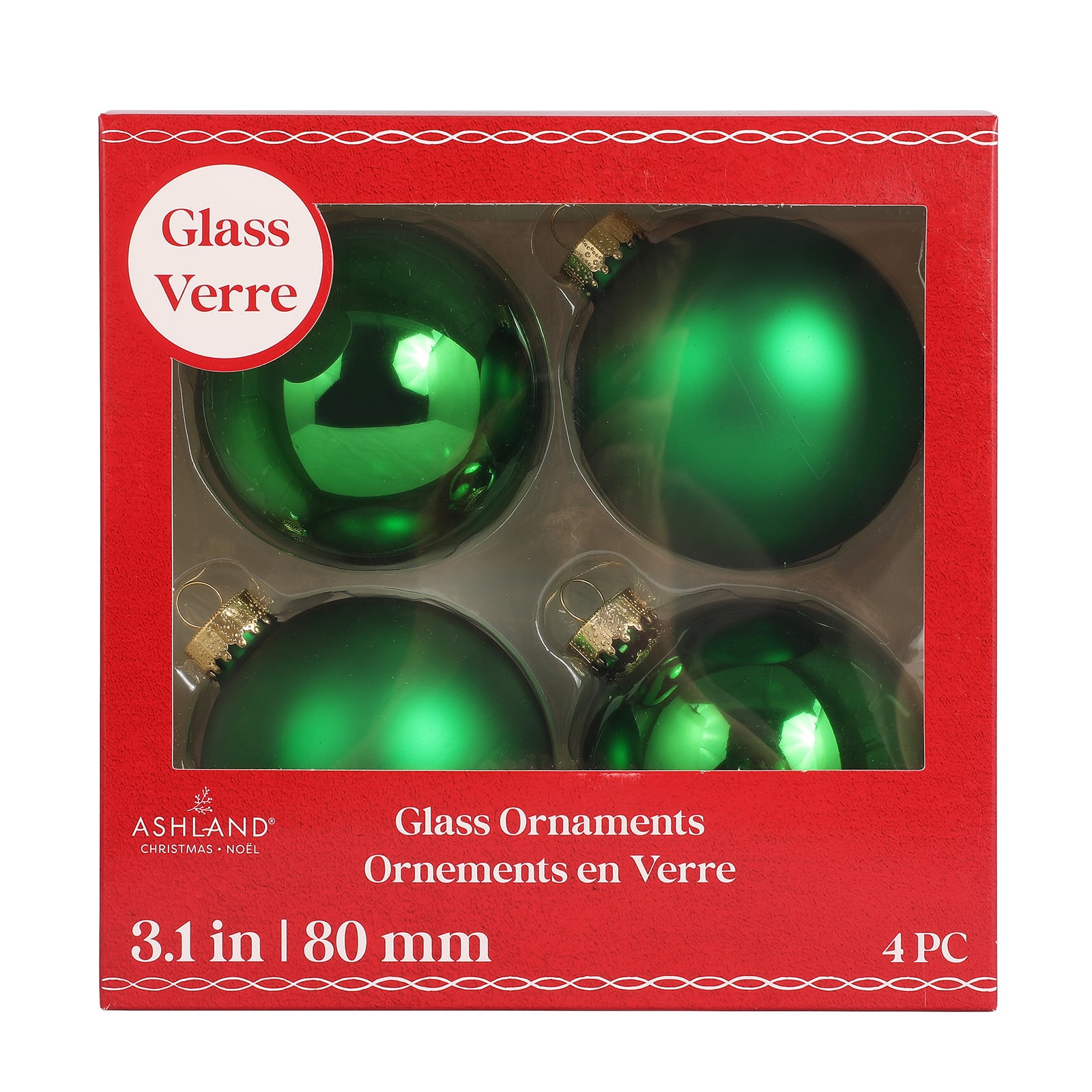 4 Pack 3&#x22; Matte &#x26; Shiny Glass Ball Ornaments by Ashland&#xAE;