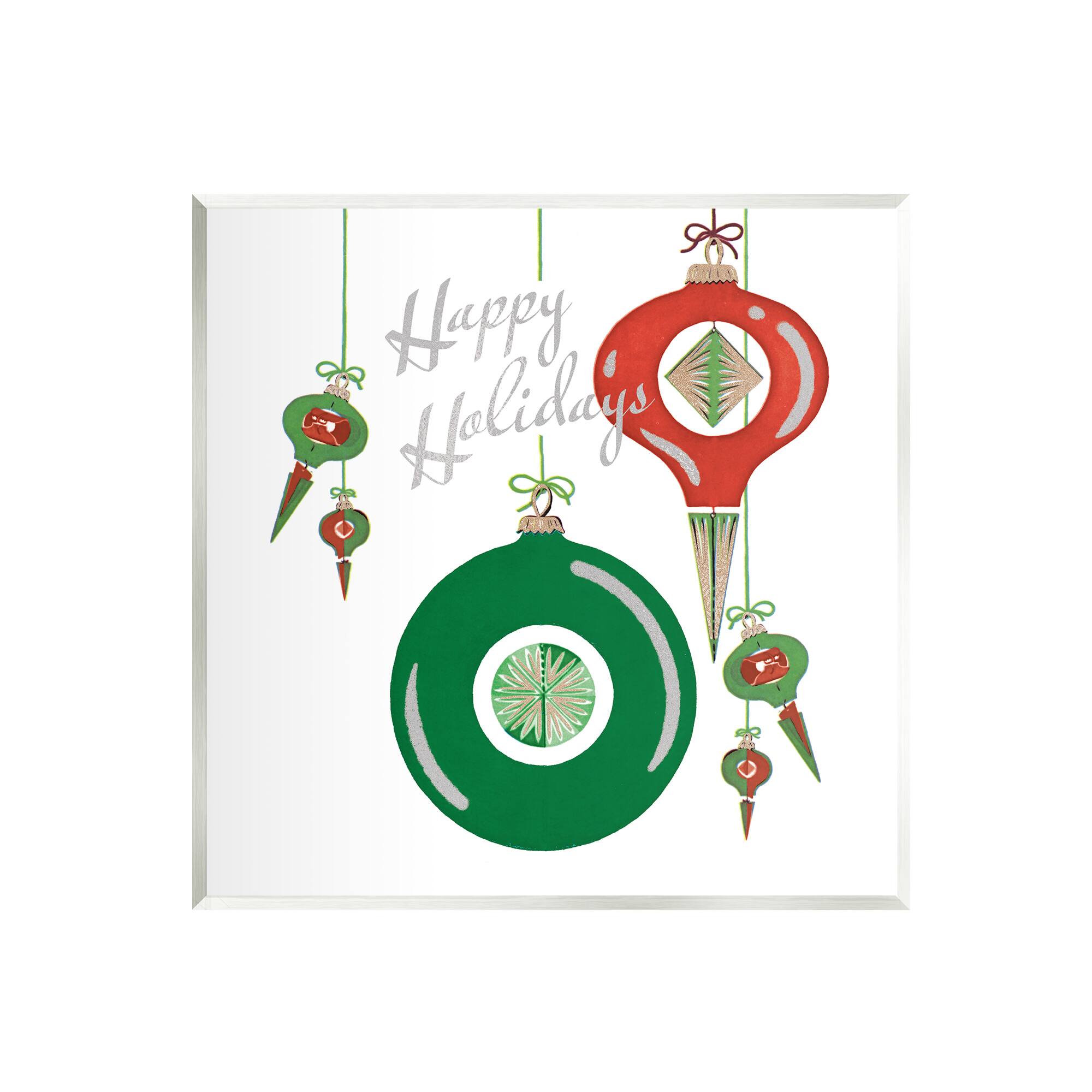 Stupell Industries Seasonal Happy Holidays Ornaments Wall Plaque Art