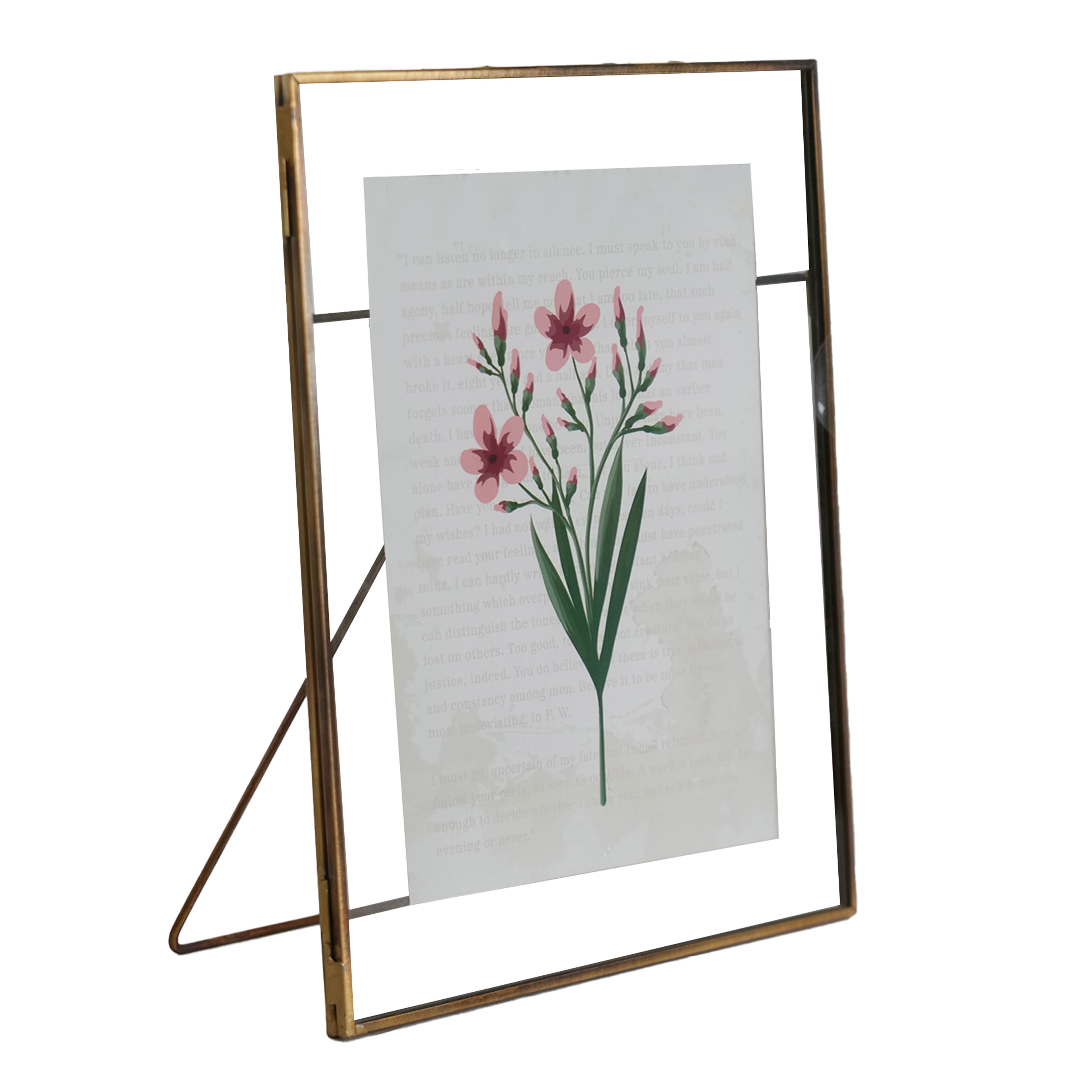 Just Jane 7&#x22; x 9&#x22; Brass Float Frame with Easel by Studio D&#xE9;cor&#xAE;