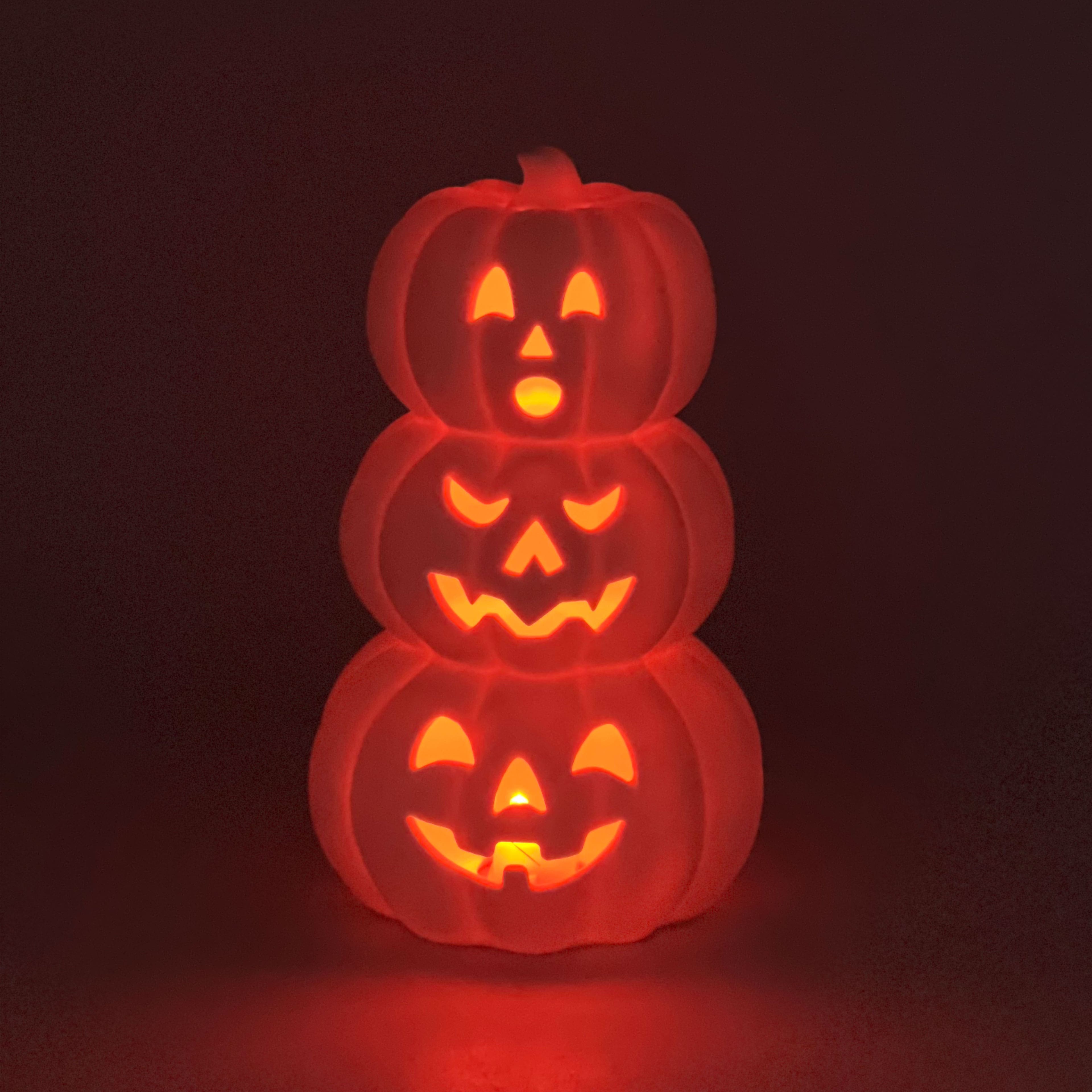 7.75" DIY Ceramic LED Stacked Jack-o'-Lanterns Décor by Make Market®