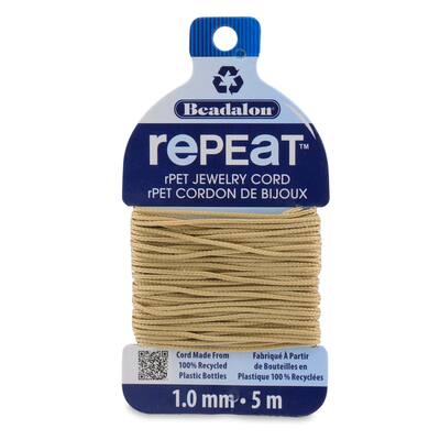 Beadalon Ripeto, 100% plastica riciclata, braccialetto per gioielli, 1,0 mm, sabbia, 5 m