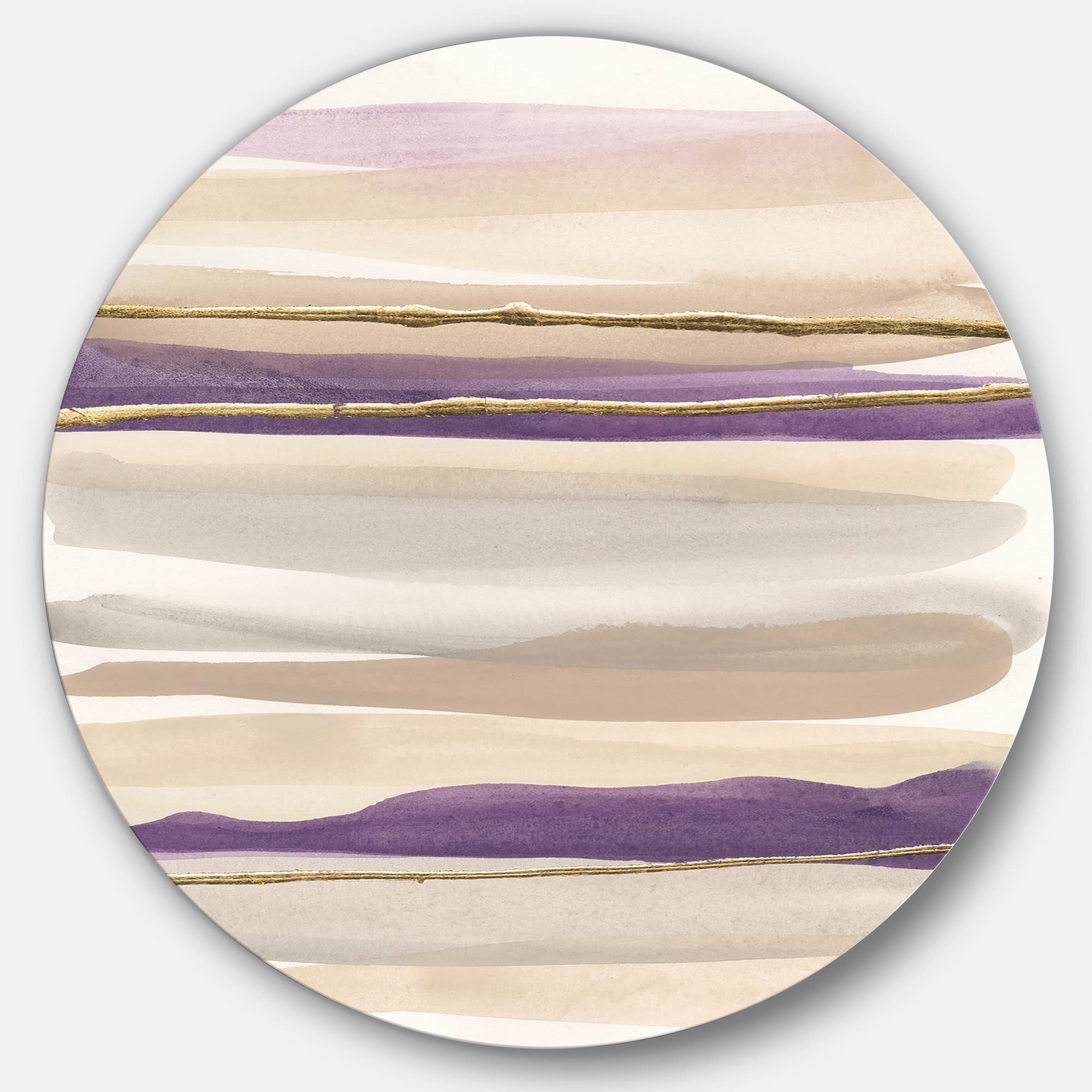 Designart - Shape of Glam Purple I - Glam Metal Circle Wall Art