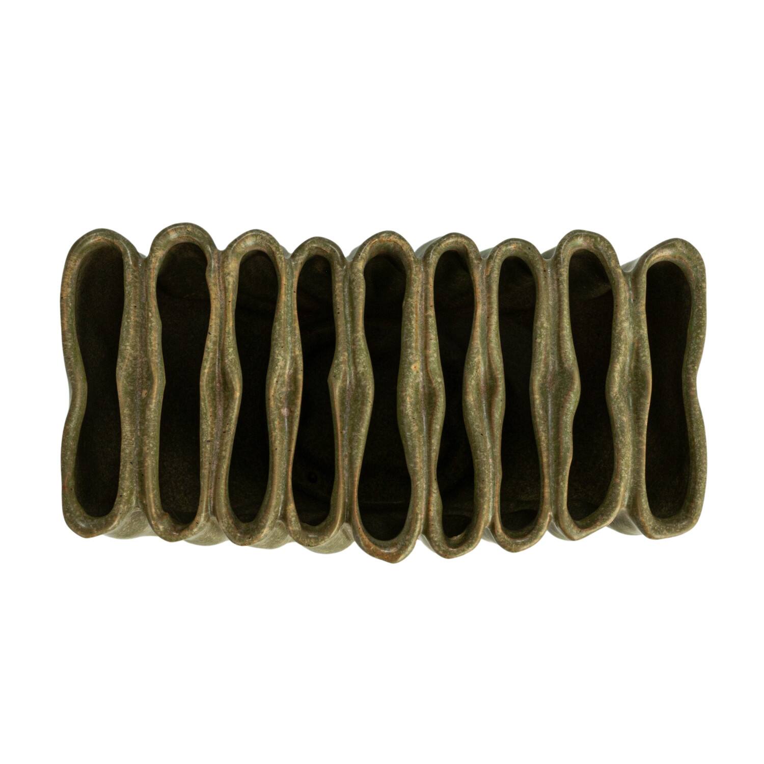 Hello Honey&#xAE; 8&#x22; Green 9 Sectioned Sculptural Stoneware Vase