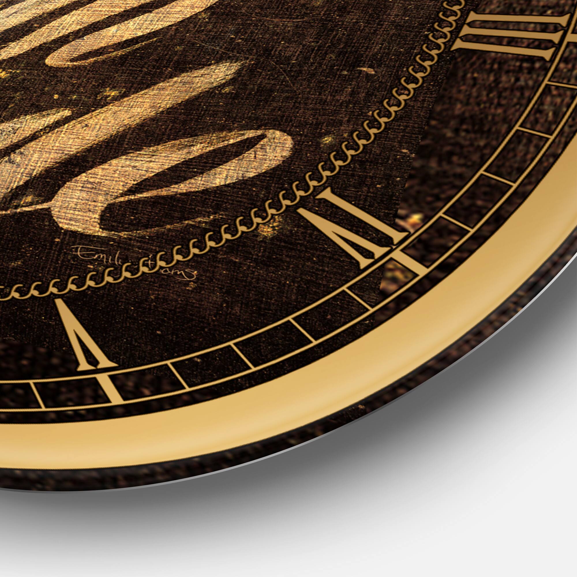 Designart 'Gold Glam Live With Style Quotes Glam Wall Clock