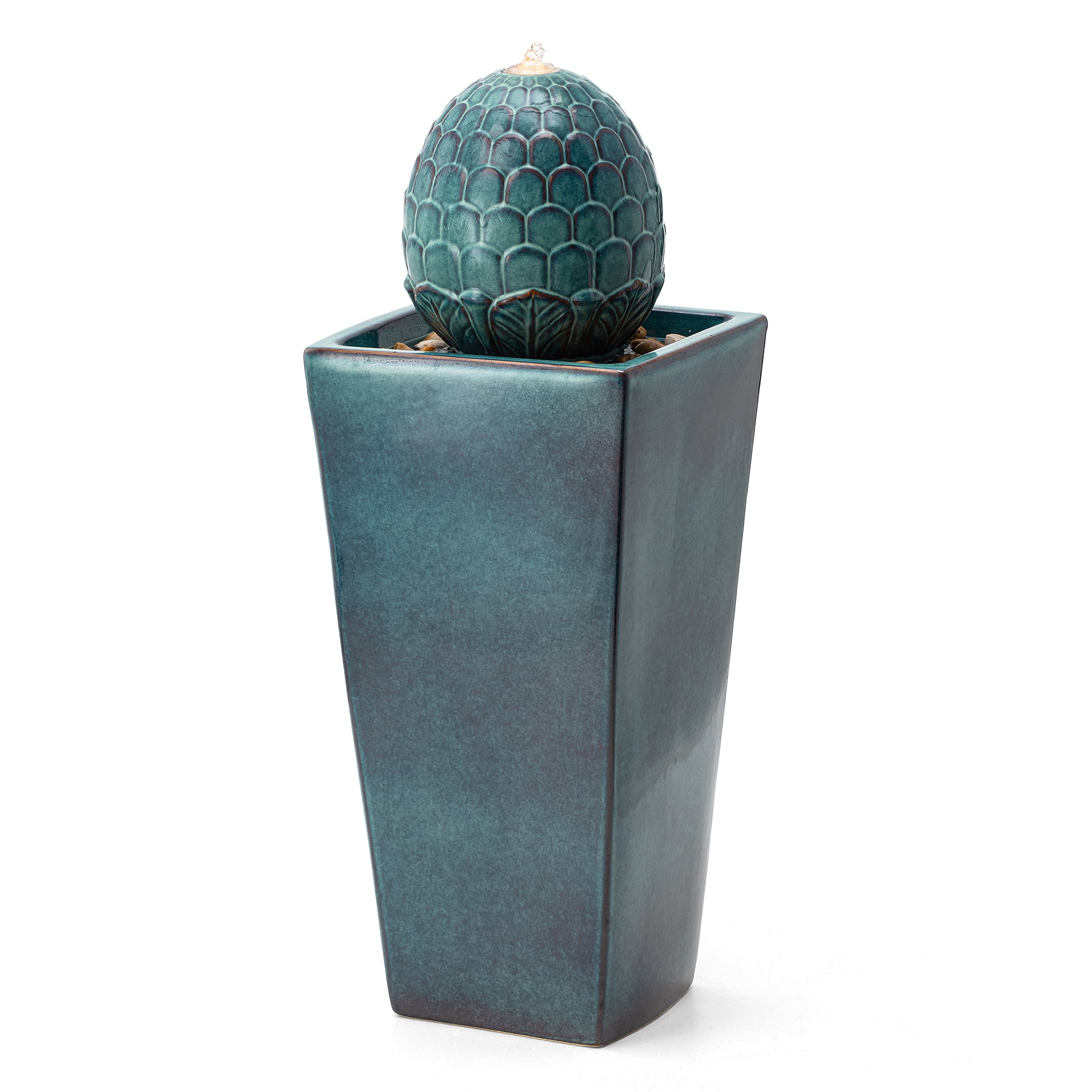 Glitzhome&#xAE; 36&#x22; LED Artichoke Pedestal Ceramic Fountain