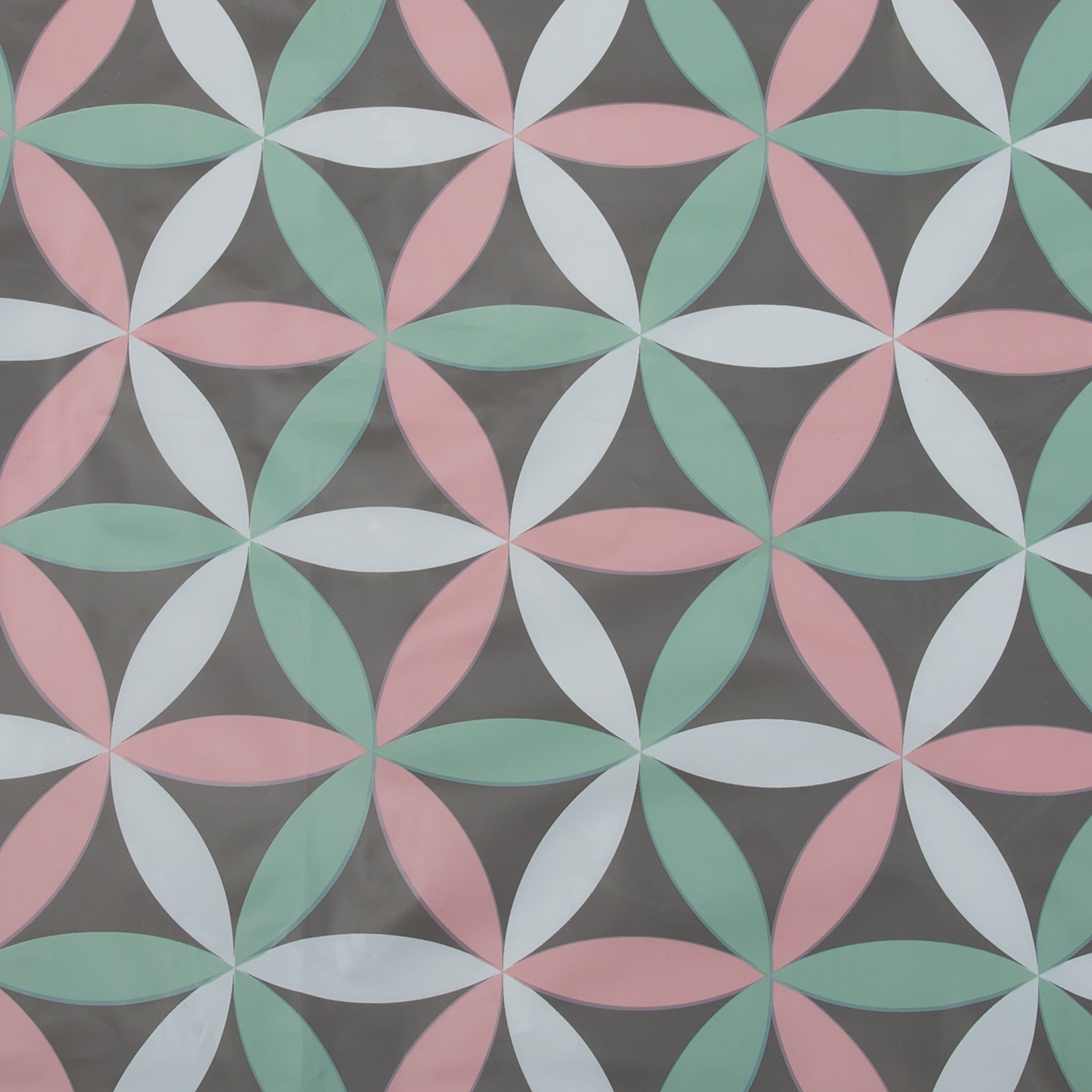 Bath Bliss Gray Geo Shape Design PEVA Shower Curtain