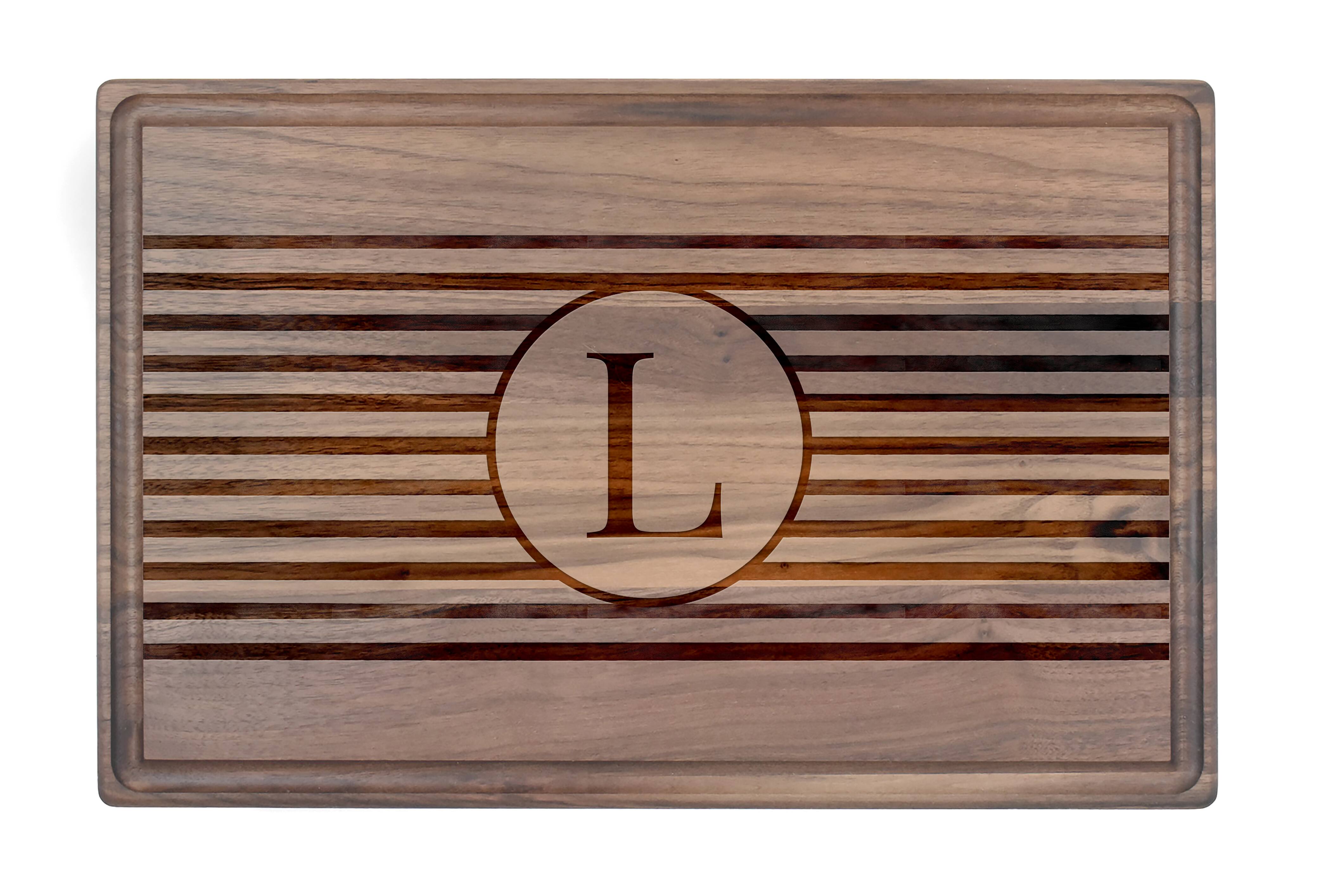 Stripe Monogram Walnut Cutting Board