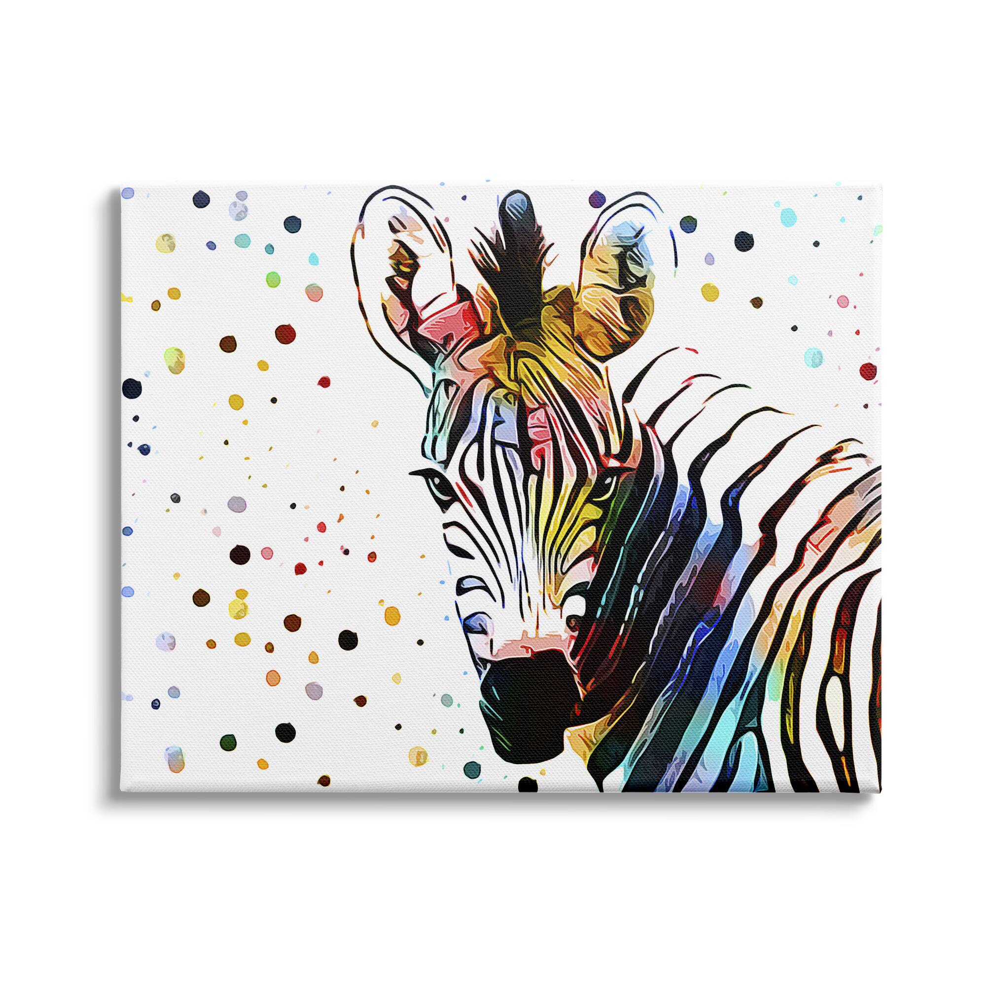 Stupell Industries Abstract Zebra Portrait Vibrant Modern Polka Dot Pattern Canvas Wall Art