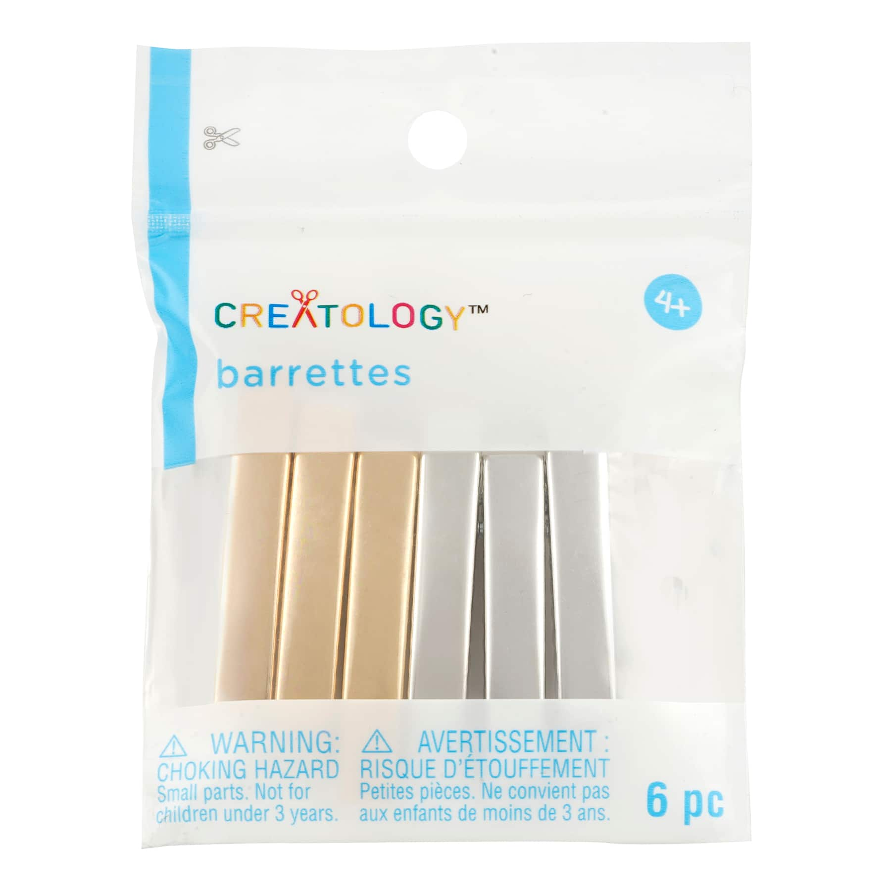 12 Packs: 6 ct. (72 total) Rhodium &#x26; Gold Barrettes by Creatology&#x2122;