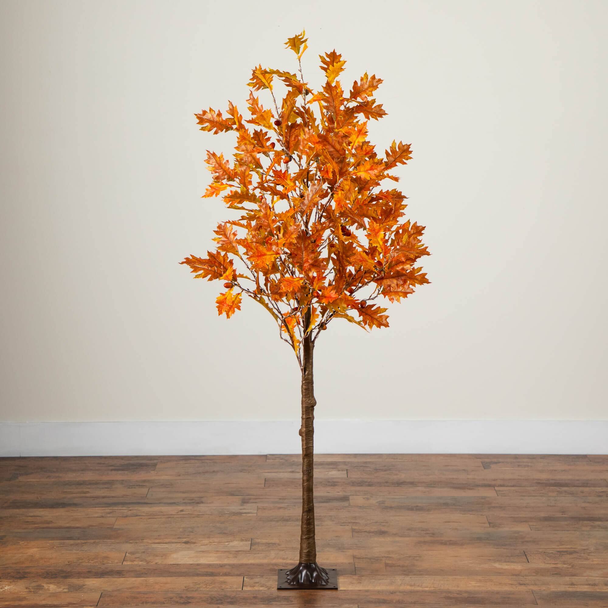 5ft. Pre-Lit Burnt Orange Autumn Maple Artificial Fall Tree with 240 Warm White LED Lights