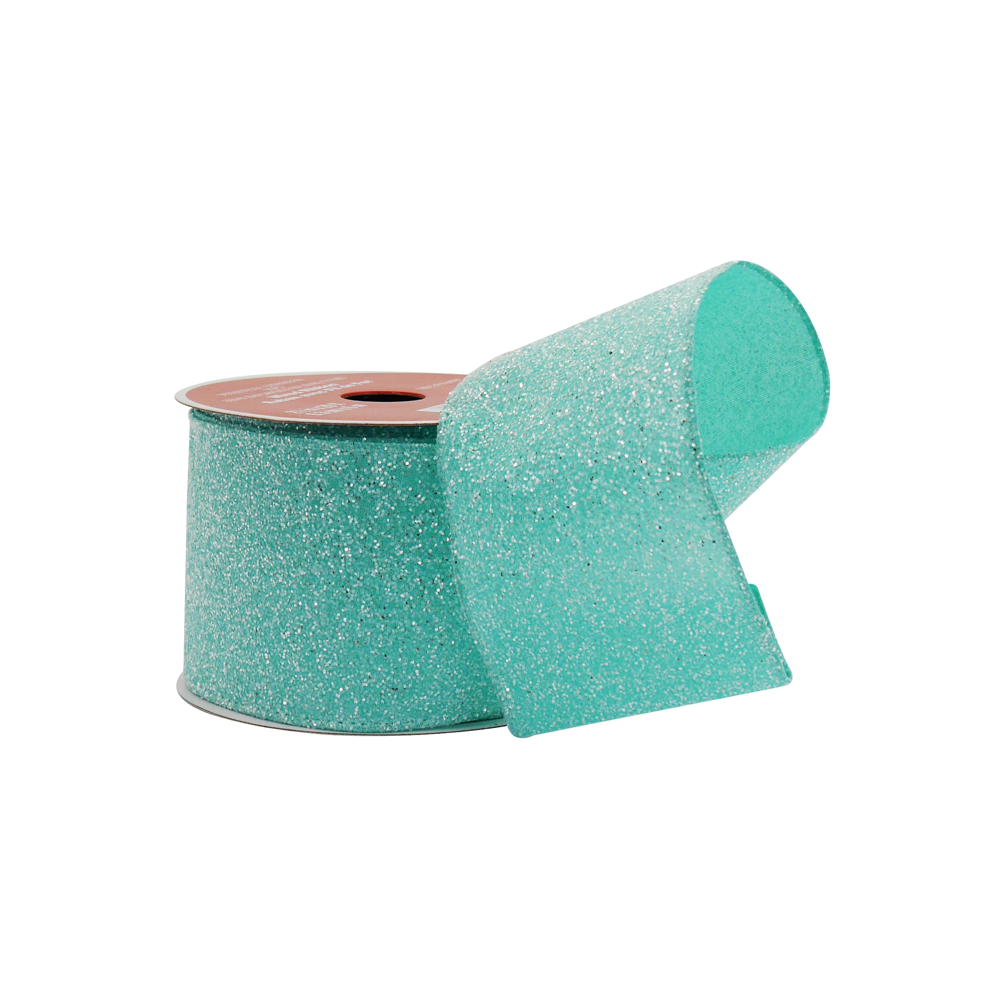 2.5" x 20ft. Turquoise Glitter Wired Taffeta Ribbon by Celebrate It®