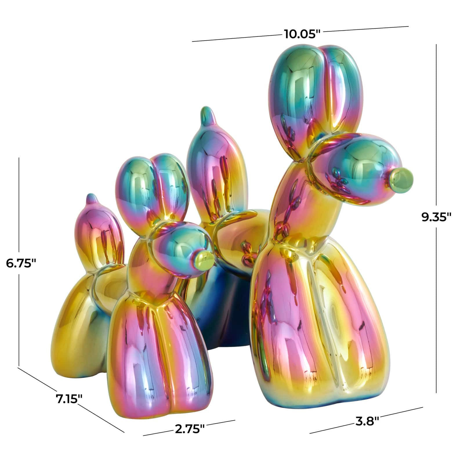 Multicolor Ceramic Dog Balloon Sculpture Set