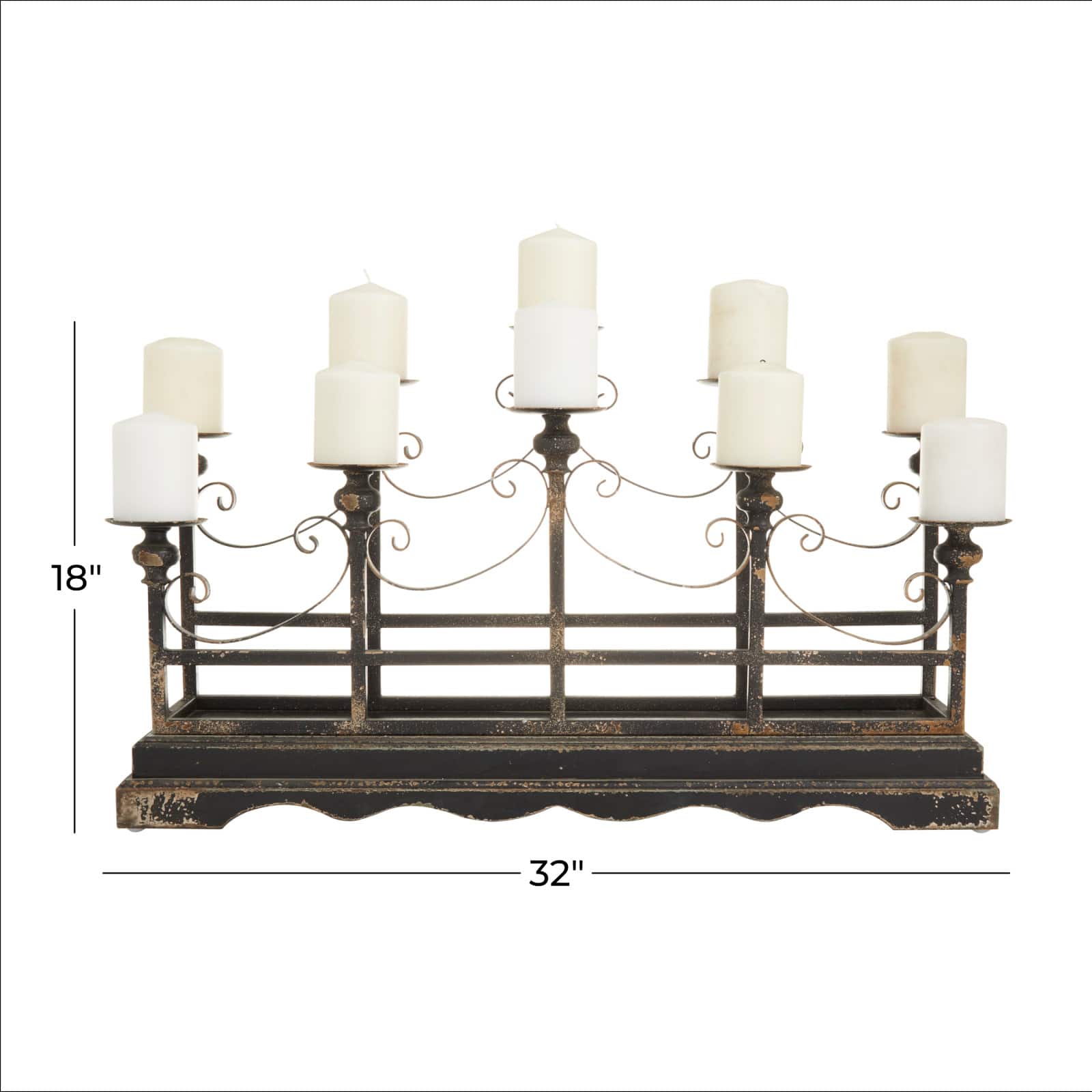 Black Iron Vintage Candelabra, 18&#x22; x 32&#x22; x 8&#x22;