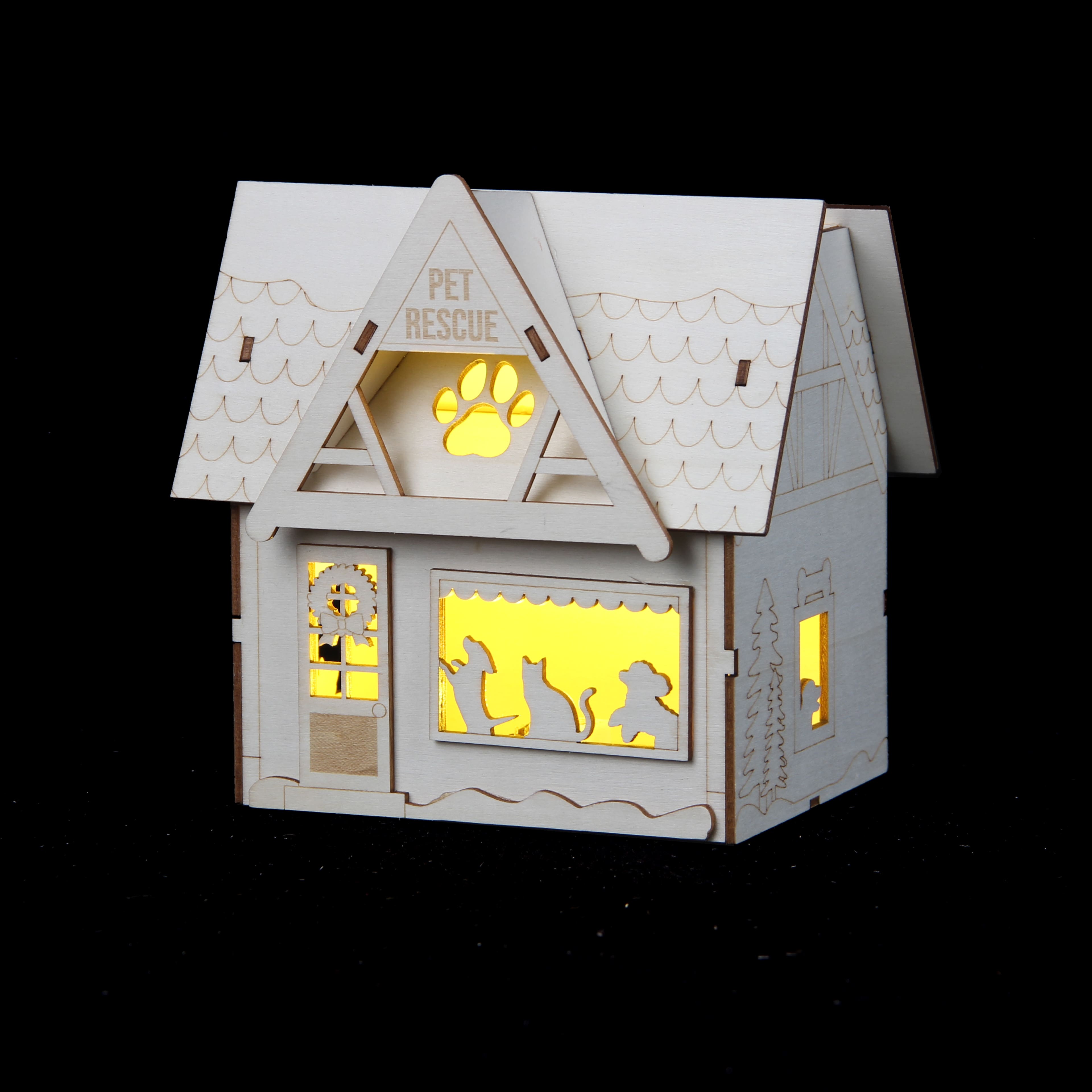 6&#x22; DIY LED Wood Village Pet Rescue by Make Market&#xAE;