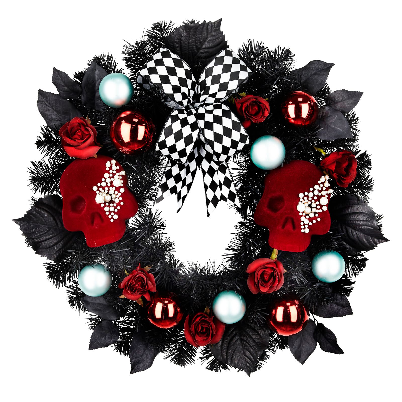 26&#x22; Red Skulls &#x26; Roses Wreath by Ashland&#xAE;