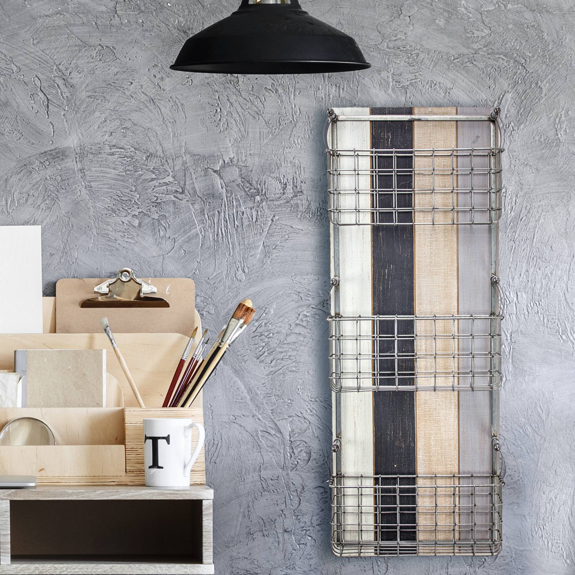 Rustic Metal Wired Mail & Wall Organizer