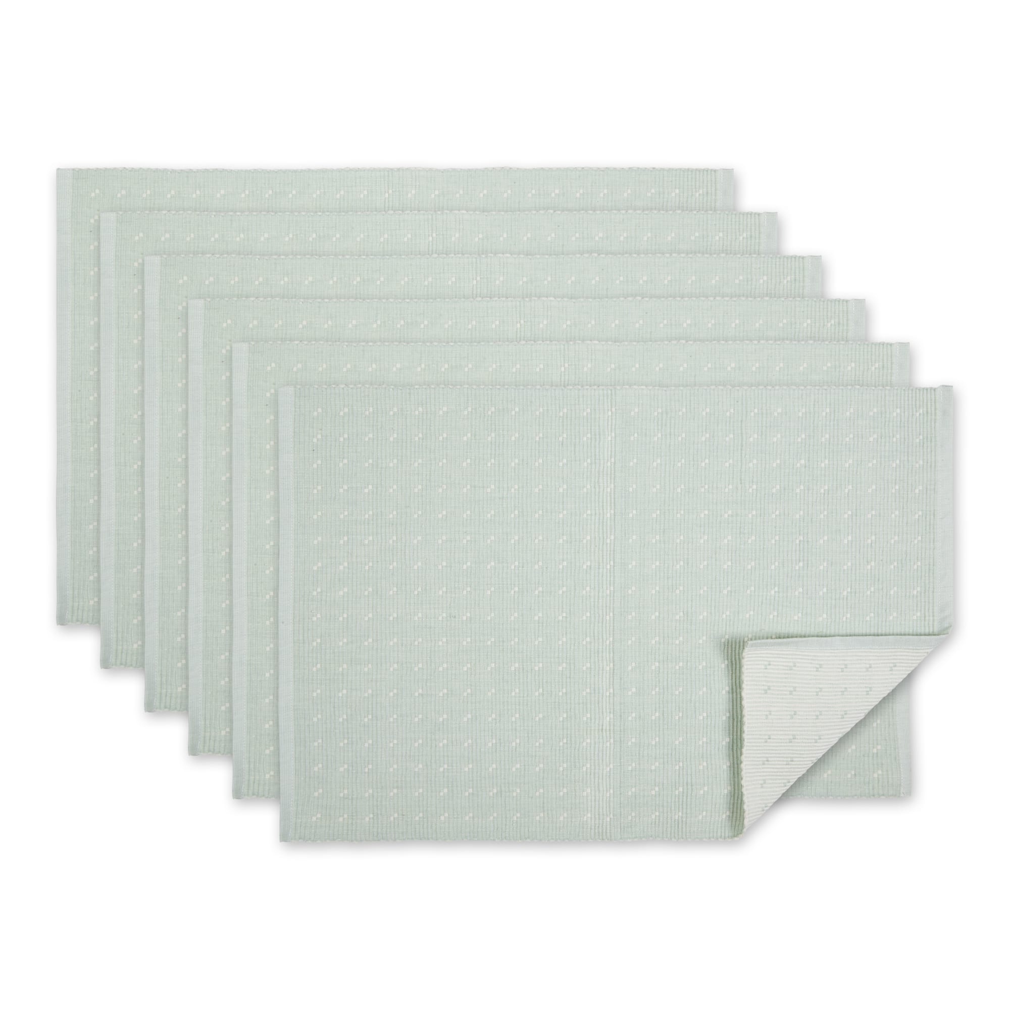 DII® Misty Blue Dobby Dots Rib Placemat (Set of 6)