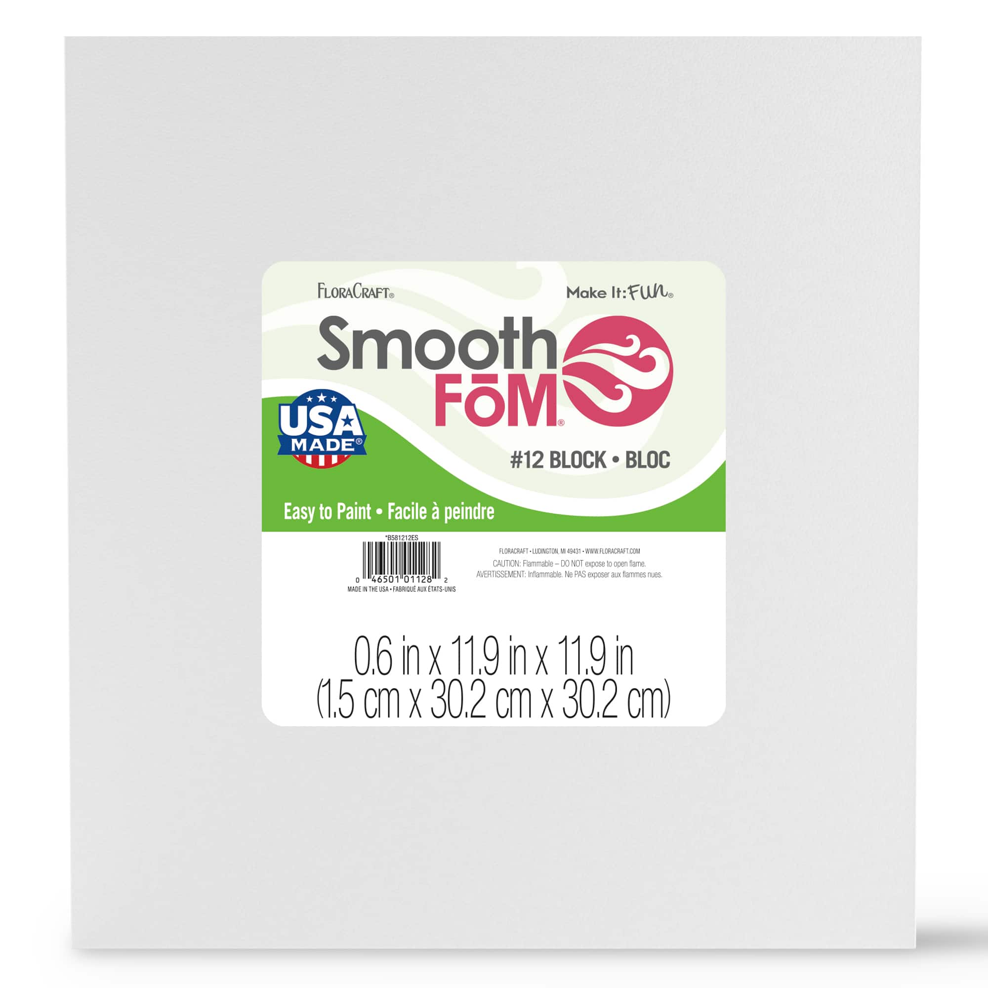 12 Pack: FloraCraft&#xAE; SmoothF&#x14D;M&#xAE; 12&#x22; x 12&#x22; x 5/8&#x22; White Foam Block