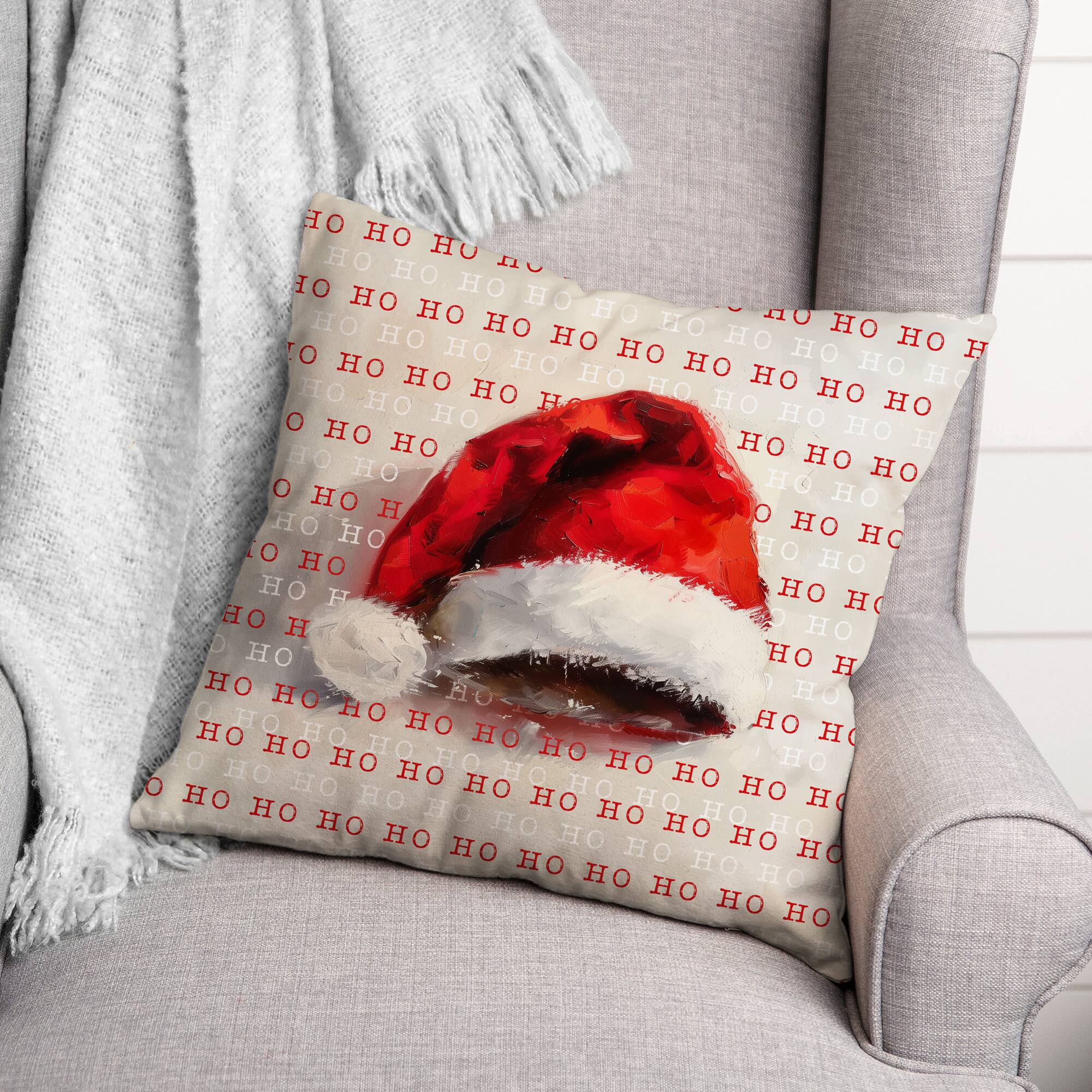 Painterly Santa Hat 18&#x22; x 18&#x22; Spun Poly Pillow