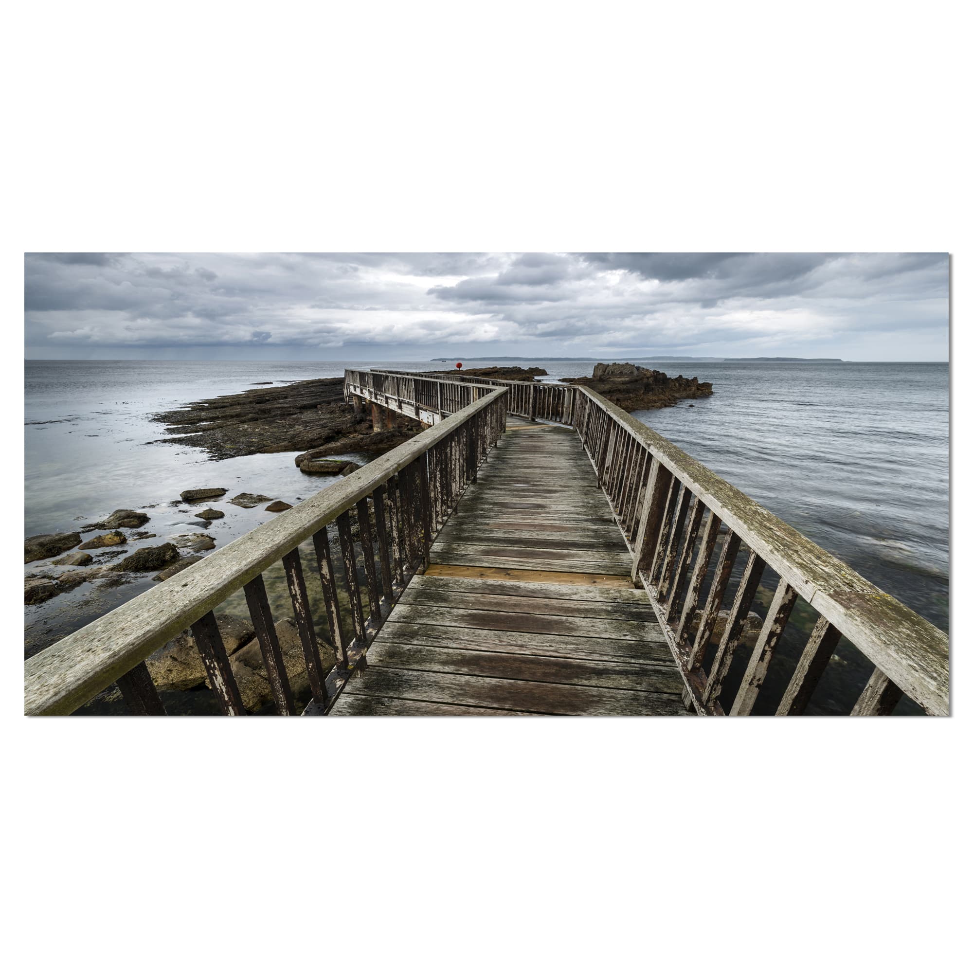 Designart - Wooden Pier on North Irish Coastline - Sea Bridge Canvas Art Print