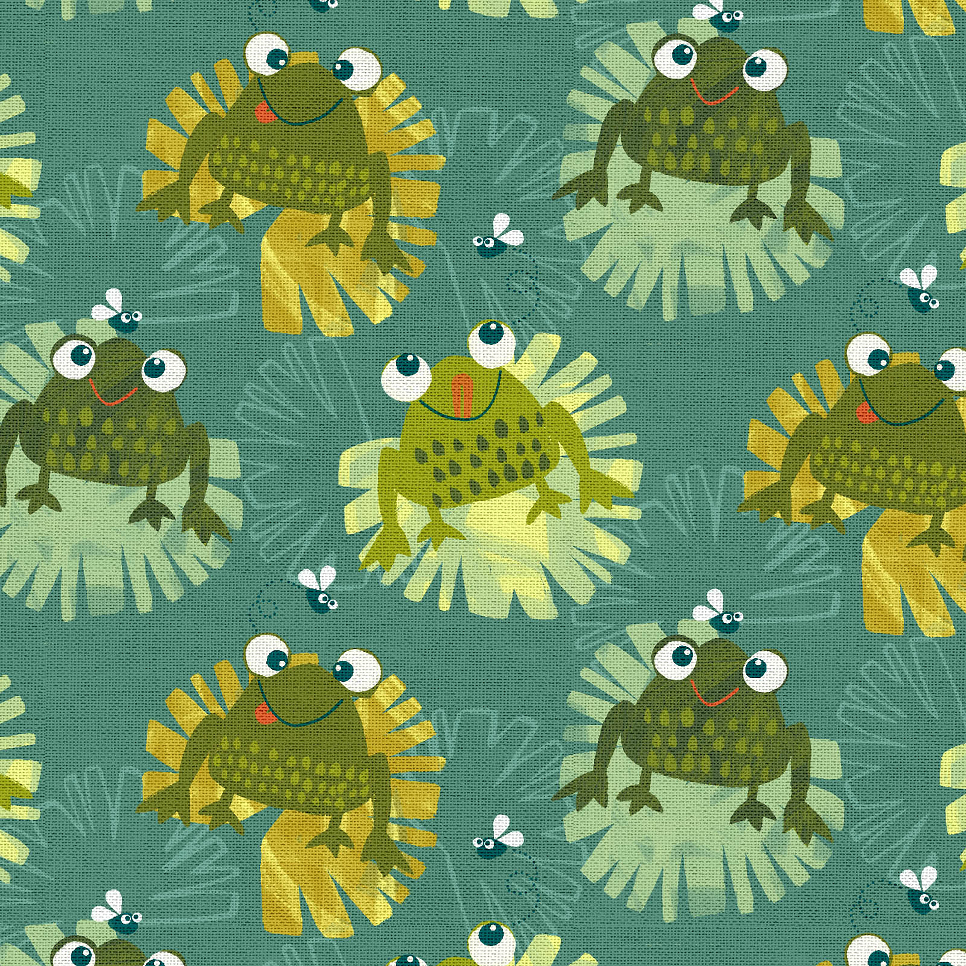 Fabric Editions Lily Pad Frogs Cotton Fabric