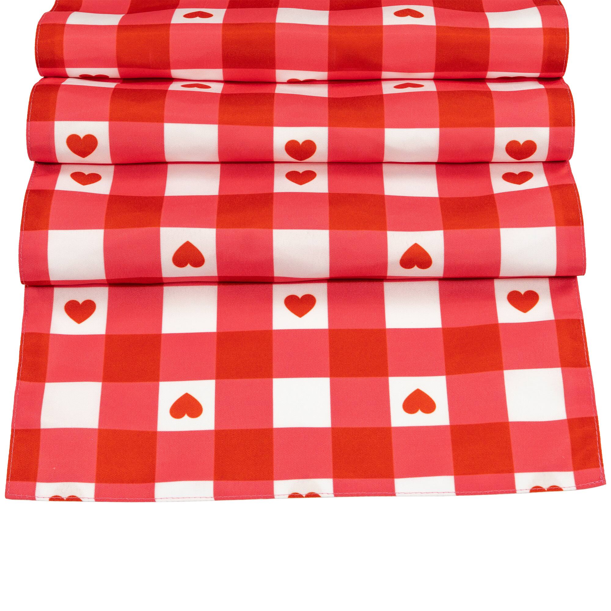 72&#x22; Checkered Heart Valentine&#x27;s Day Table Runner