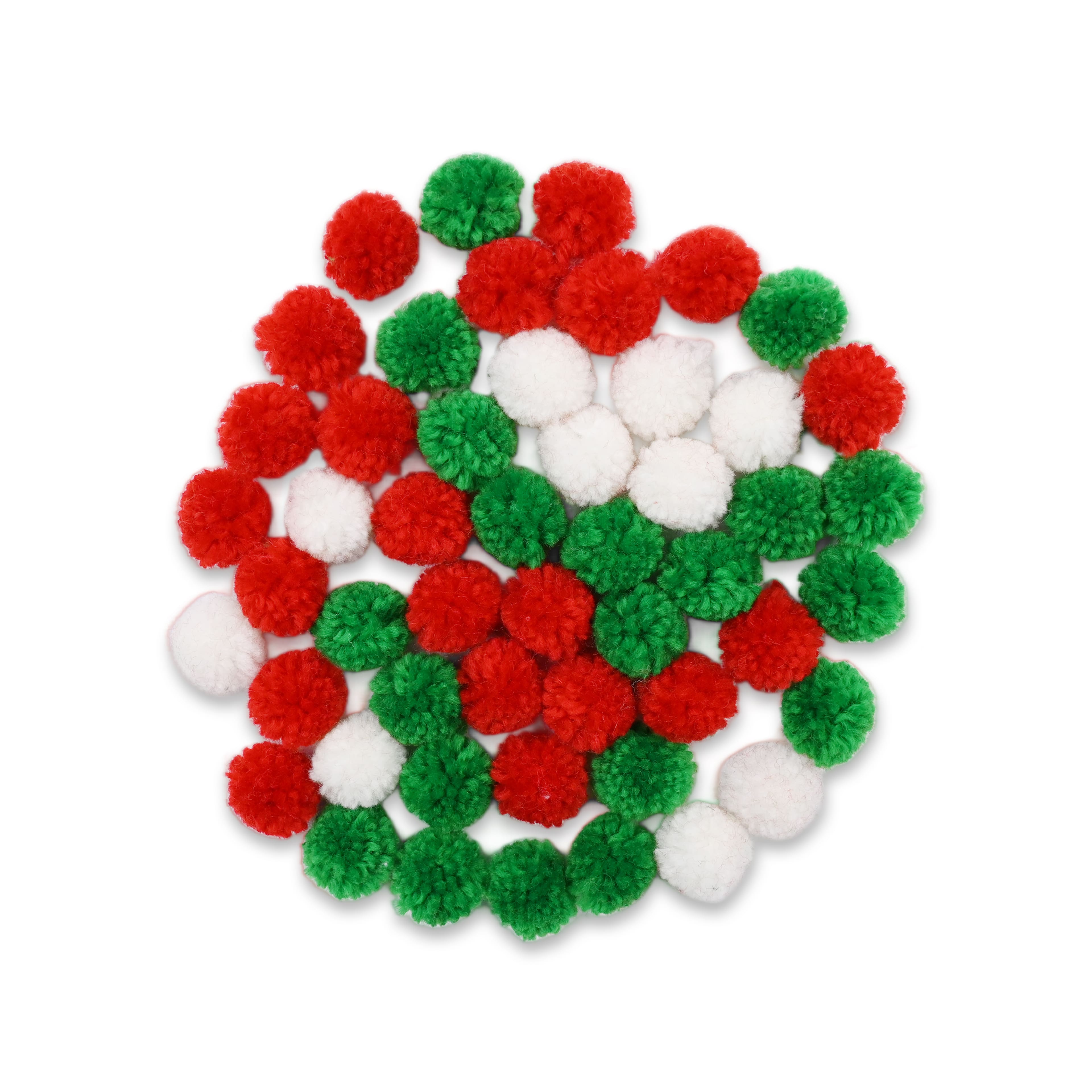 Red, White & Green Yarn Poms by Creatology™