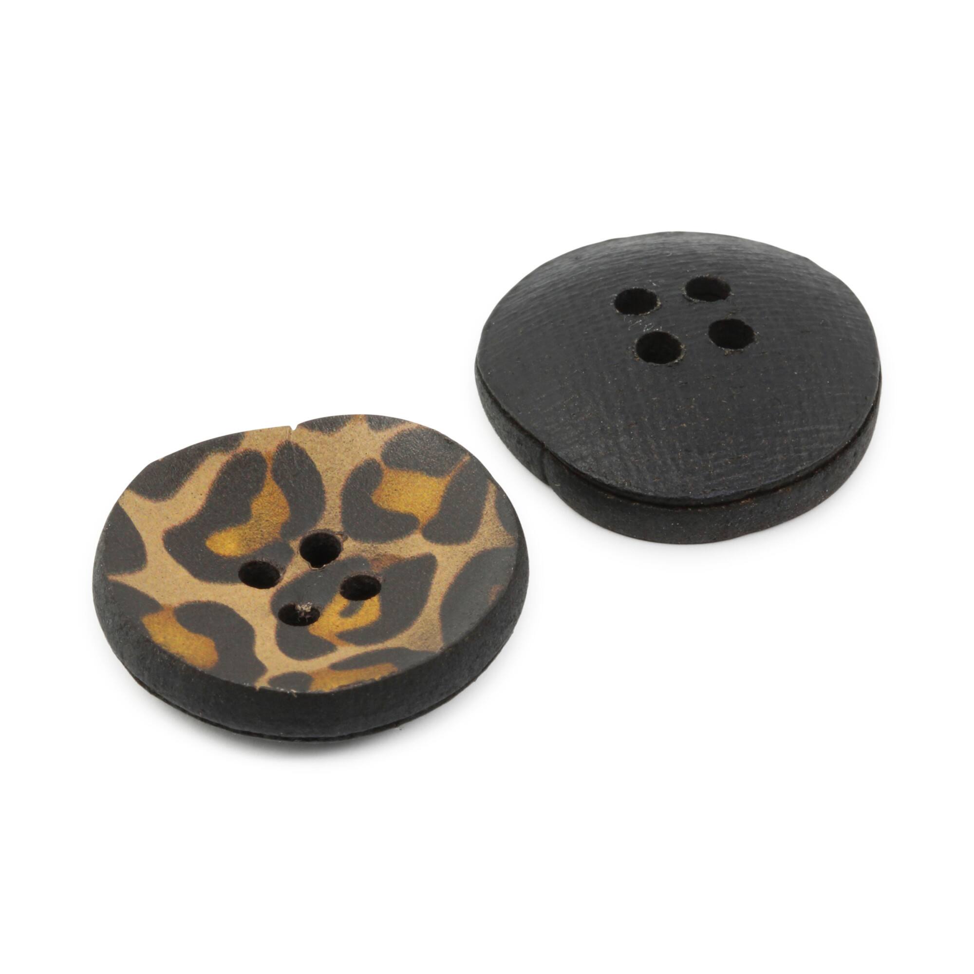 Dritz® 28mm Cheetah Recycled Leather Buttons, 6ct.