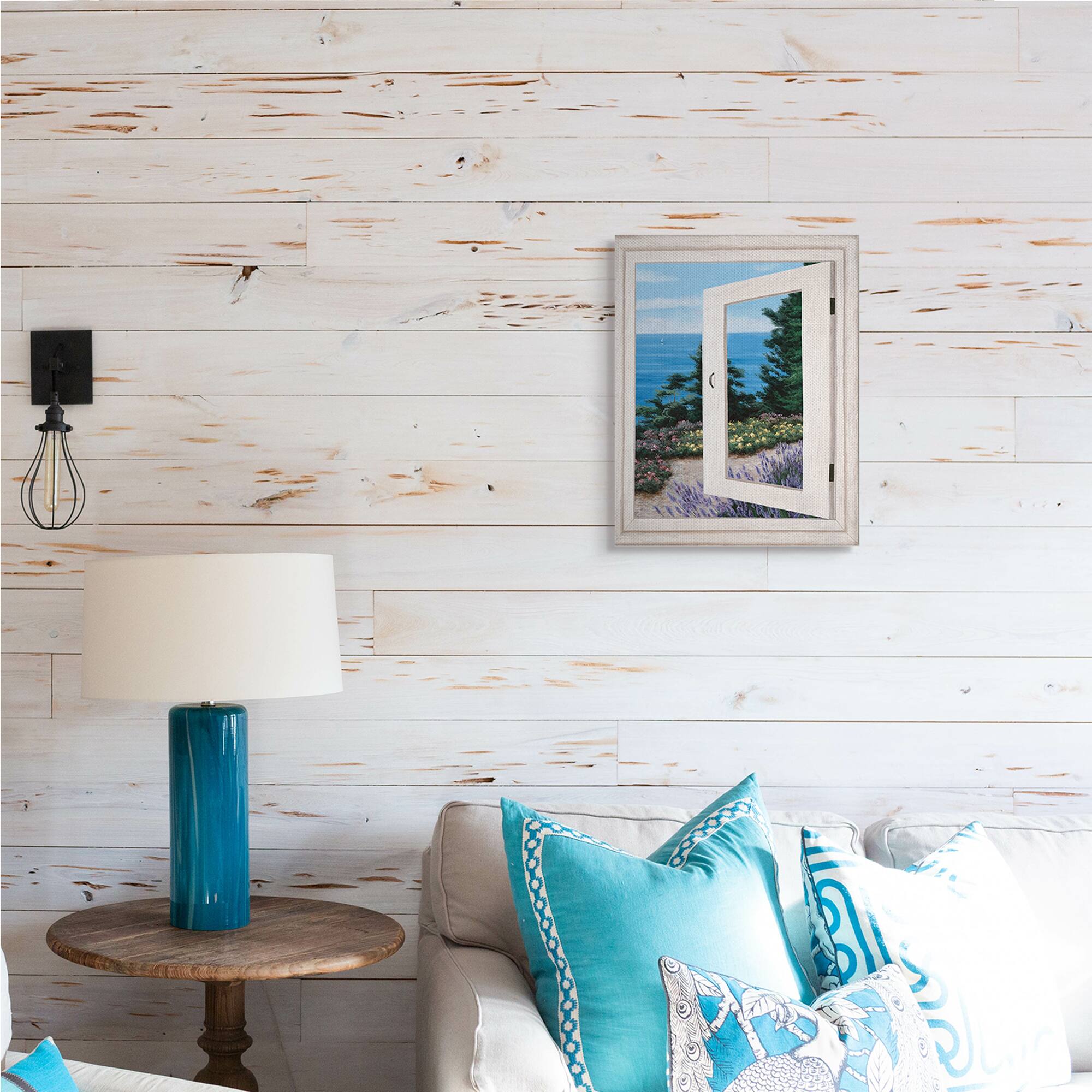 Stupell Industries Coastal View From Window Distant Boats on Ocean Canvas Wall Art