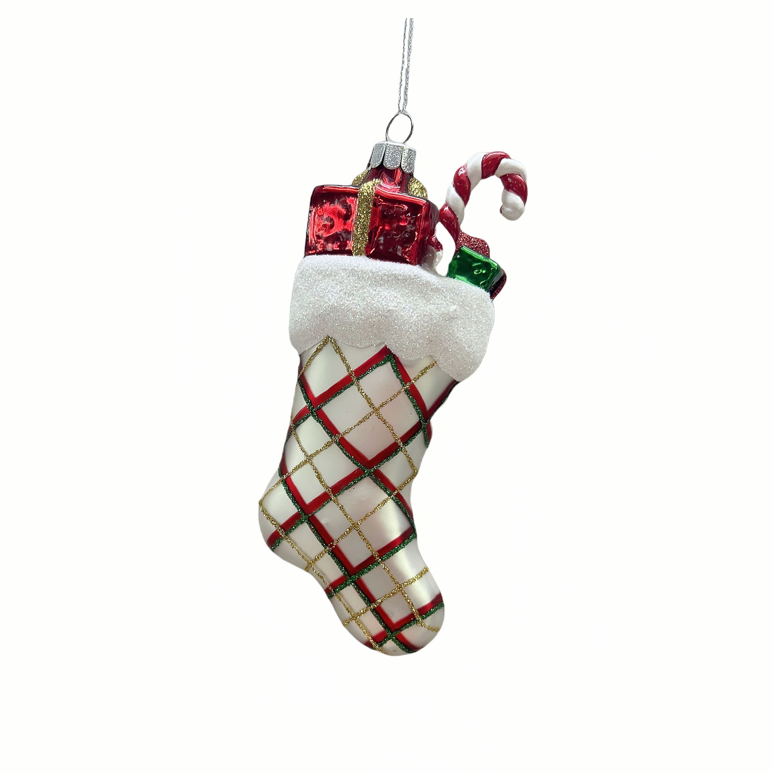 4.75" White Stocking Glass Ornament by Ashland®