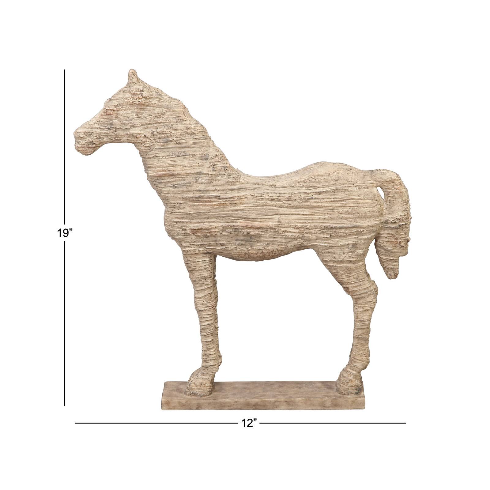 19&#x22; Beige Polystone Vintage Horse Sculpture