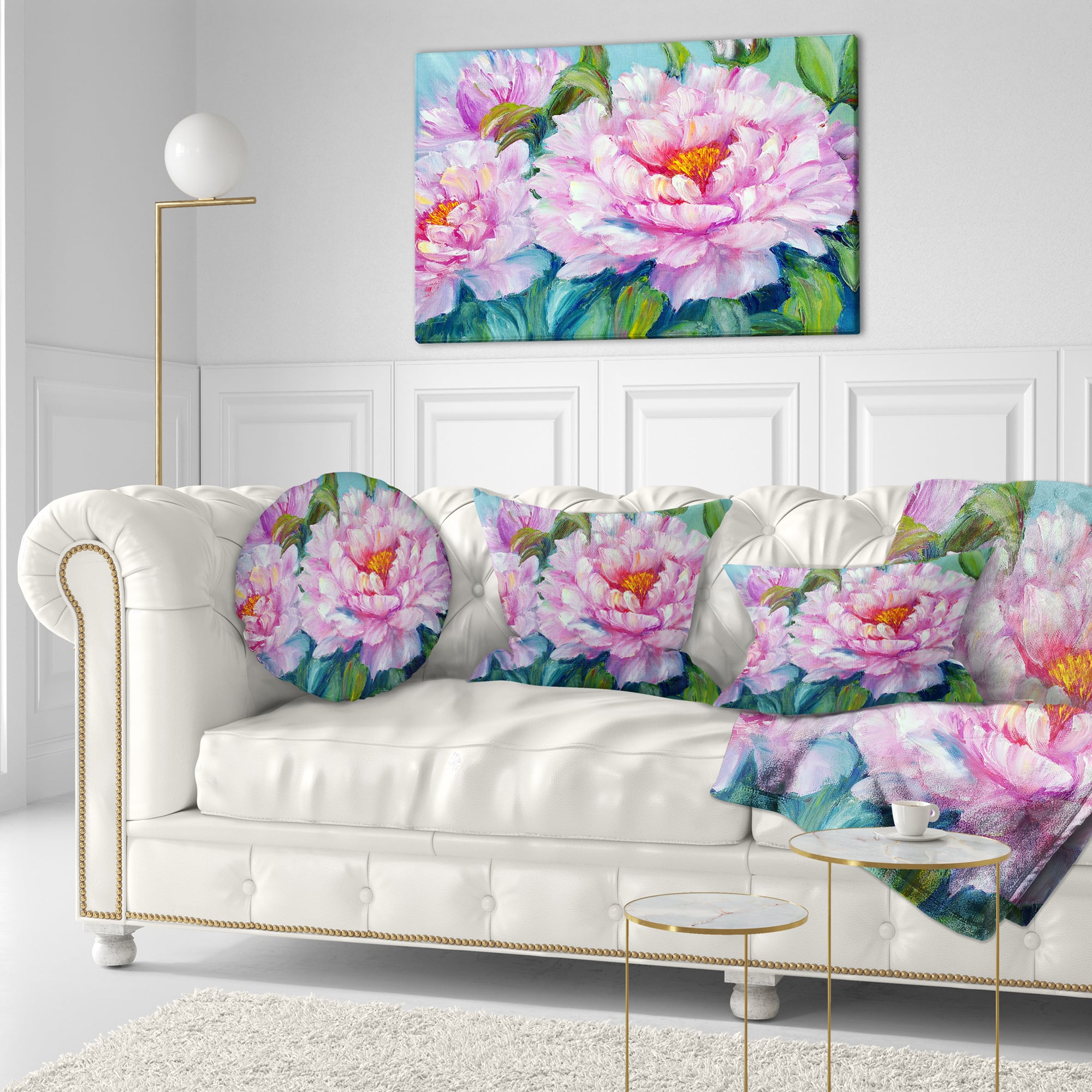 Designart - Pink Peonies - Floral Art Canvas Print