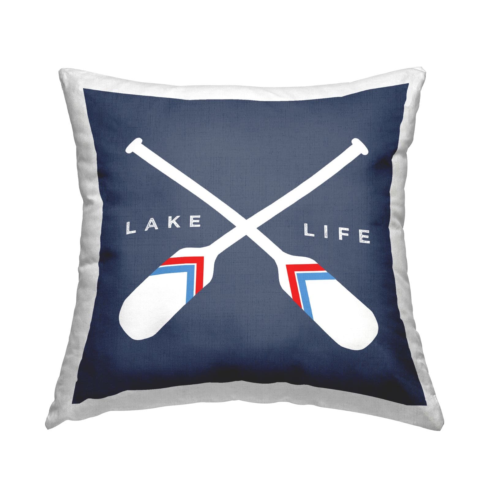 Stupell Industries Lake Life Phrase Crossed Oars Nautical Blue Throw Pillow 18" x 18"