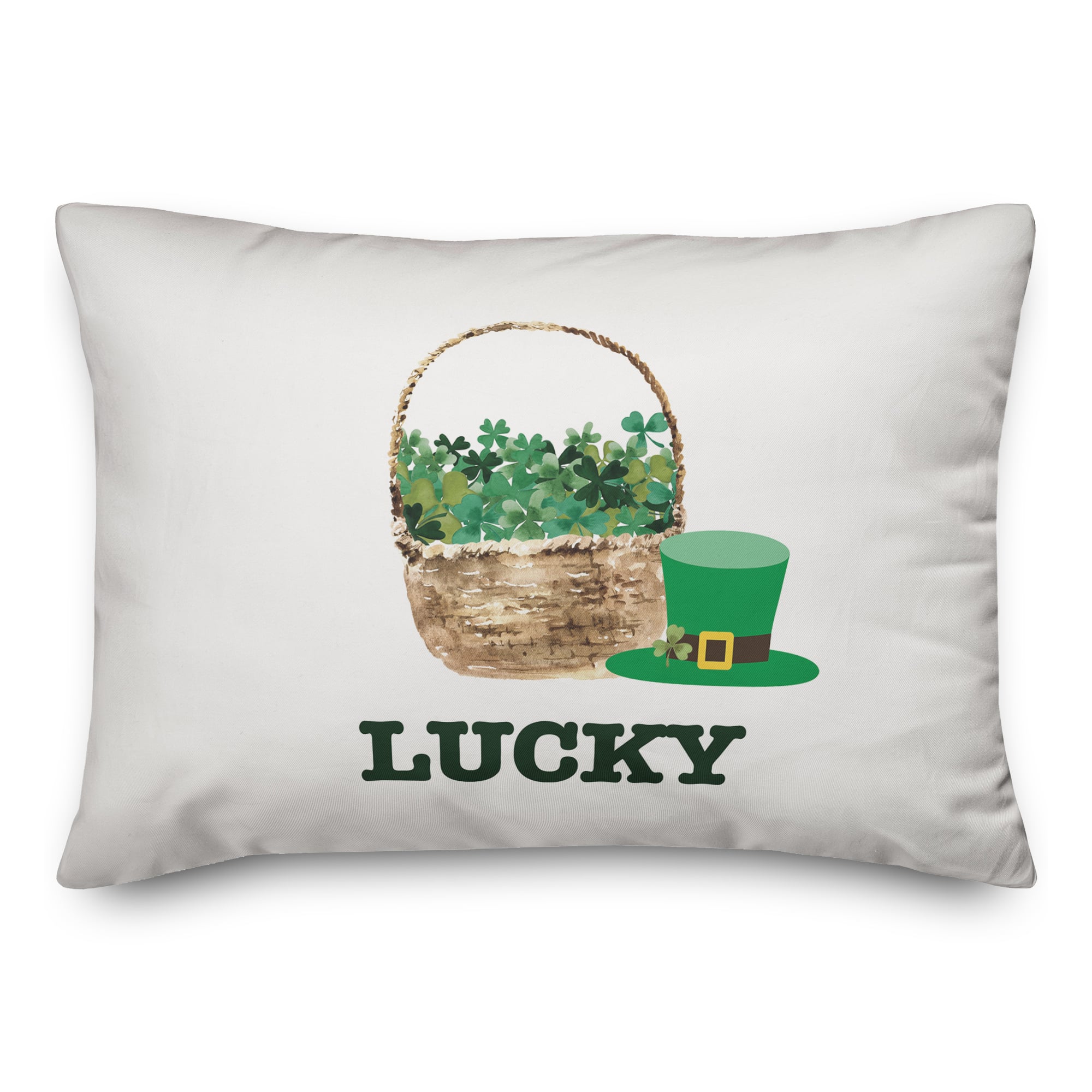 Lucky Clover Basket 14&#x22; x 20&#x22; Throw Pillow