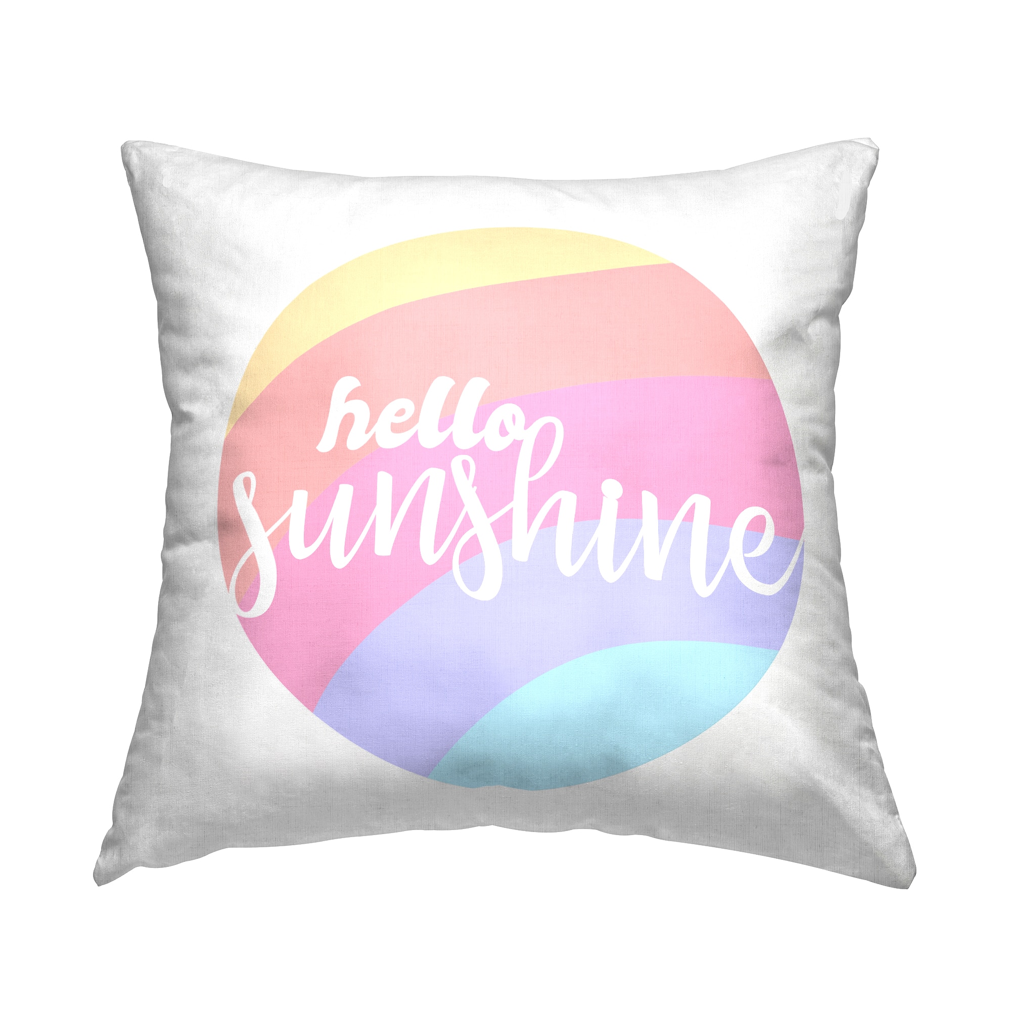 Stupell Industries Hello Sunshine Phrase Round Pink Rainbow Throw Pillow 18" x 18"