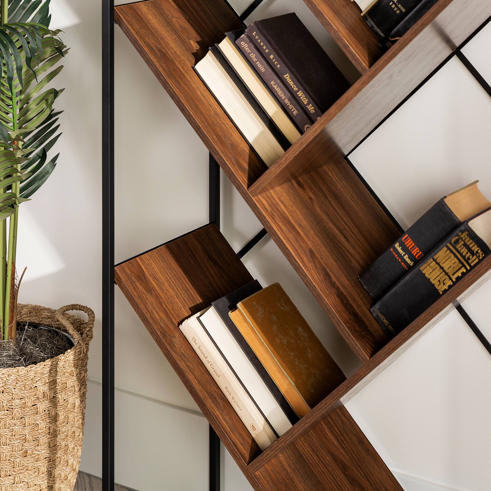Walker Edison 68&#x22; Dark Walnut V Bookshelf