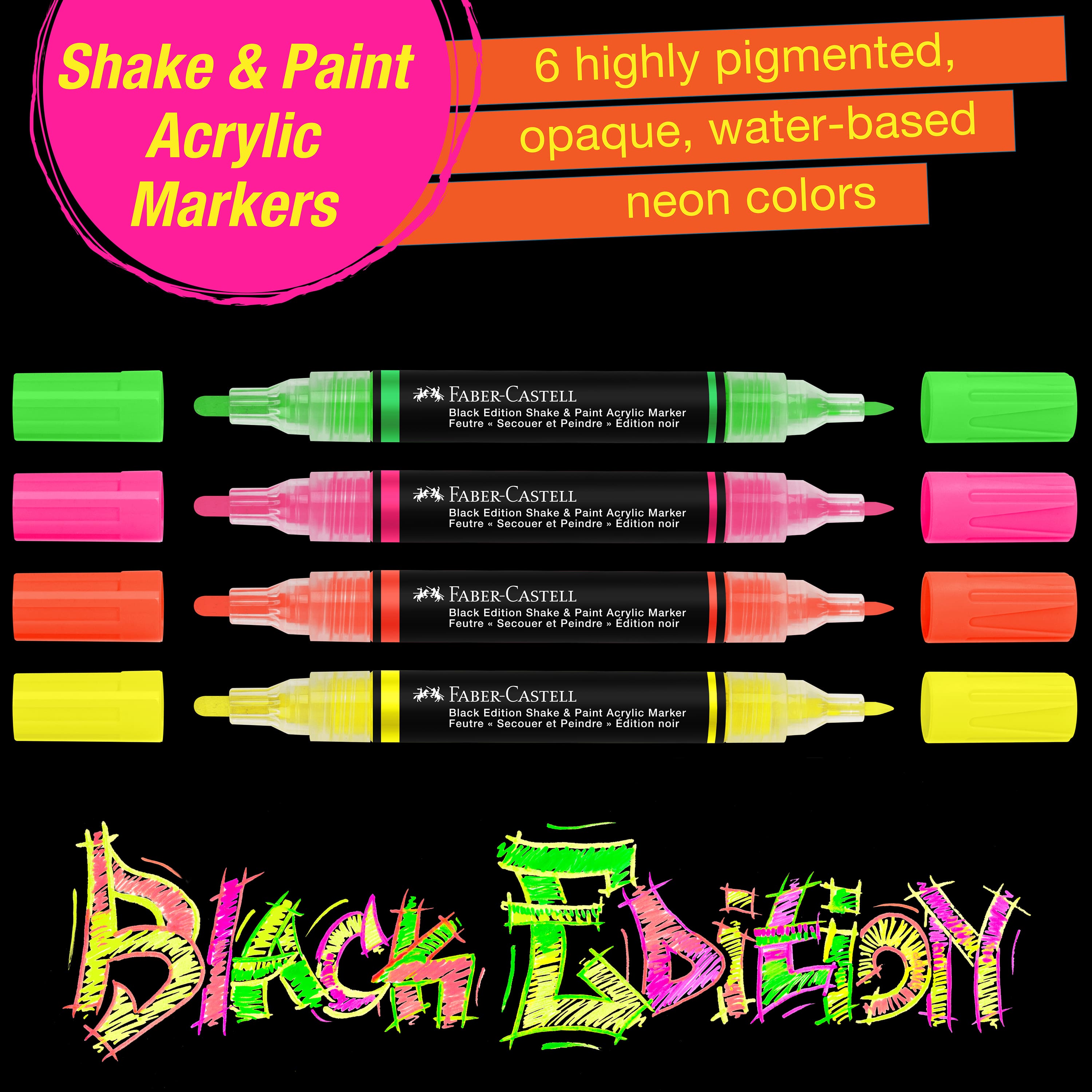 Faber-Castell 4 Color Neon Shake &#x26; Paint Acrylic Markers